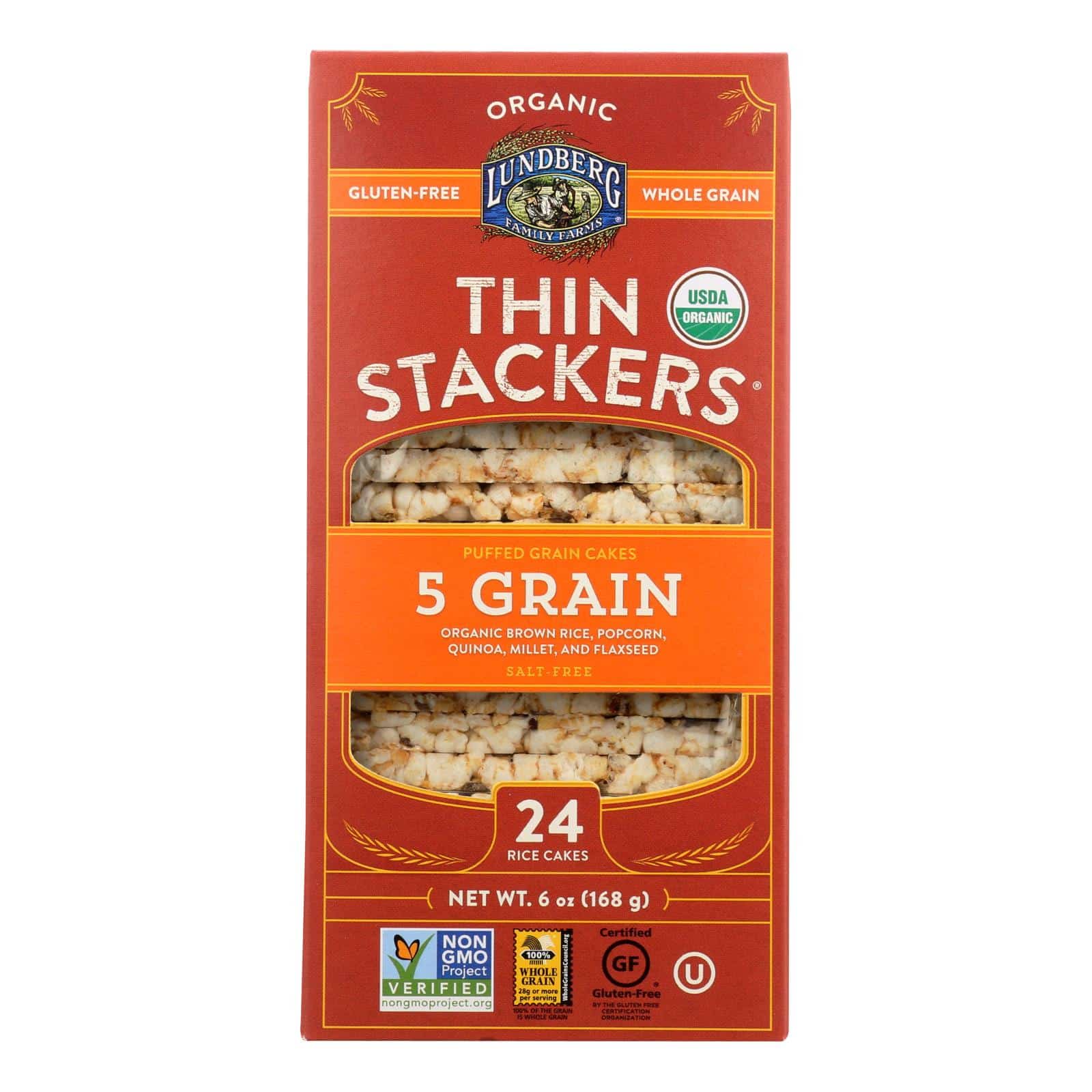 Lundberg Family Farms - Rice Cake 5 Green Thin Stack - Case Of 6-6 Oz