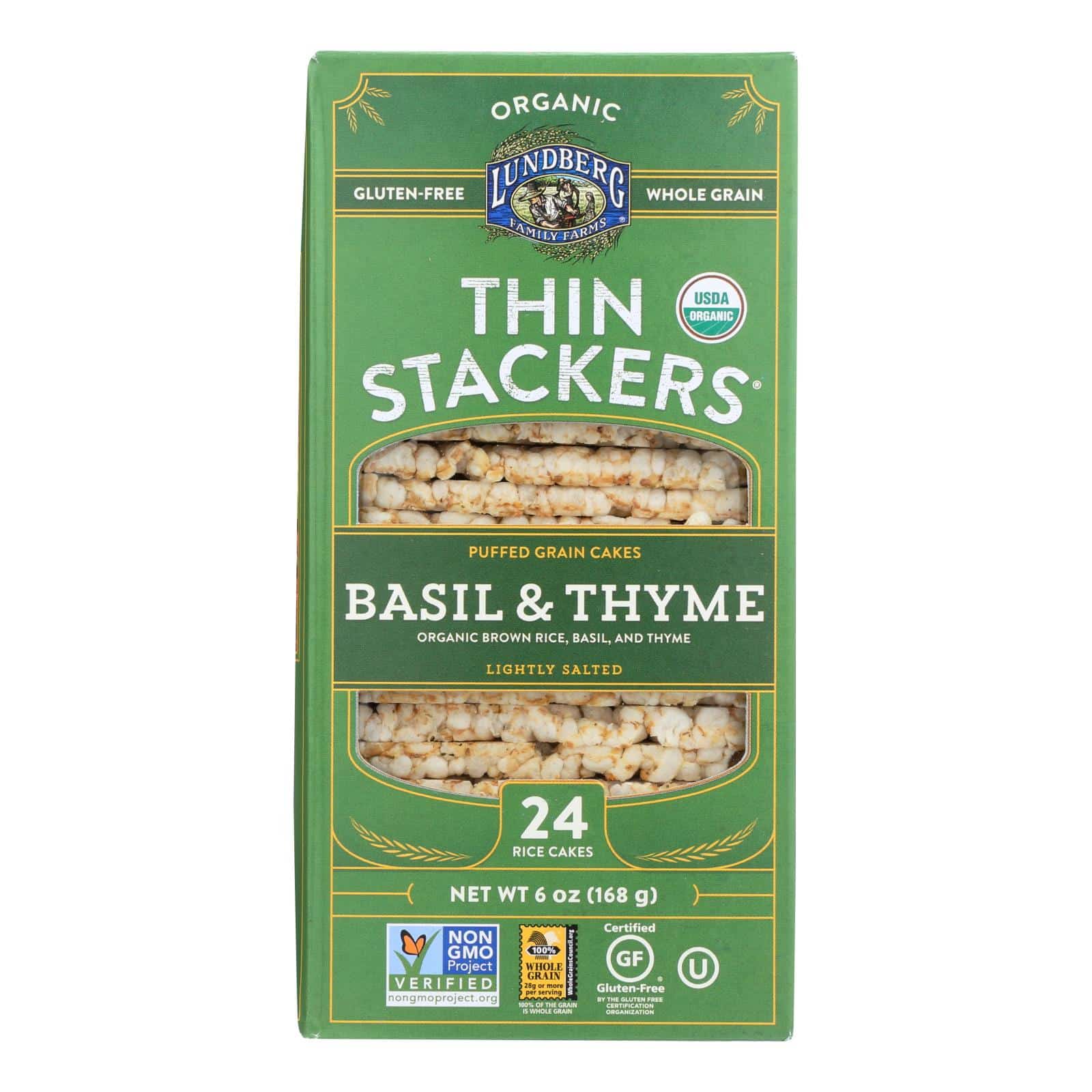 Lundberg Family Farms - Rice Cake Basil Thyme Thin - Case Of 6-6 Oz