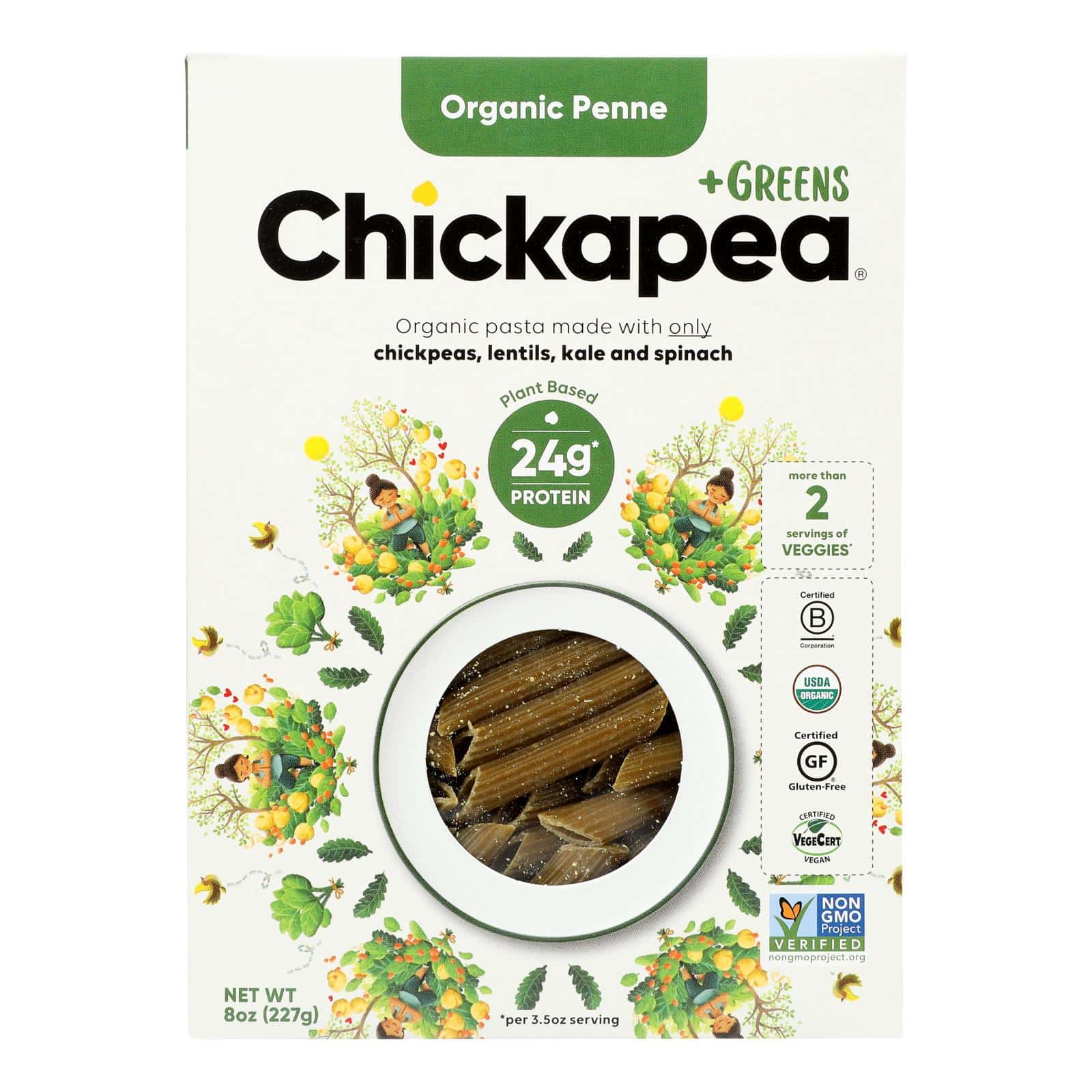Chickapea Pasta - Pasta & Greens Penne - Case Of 6-8 Oz