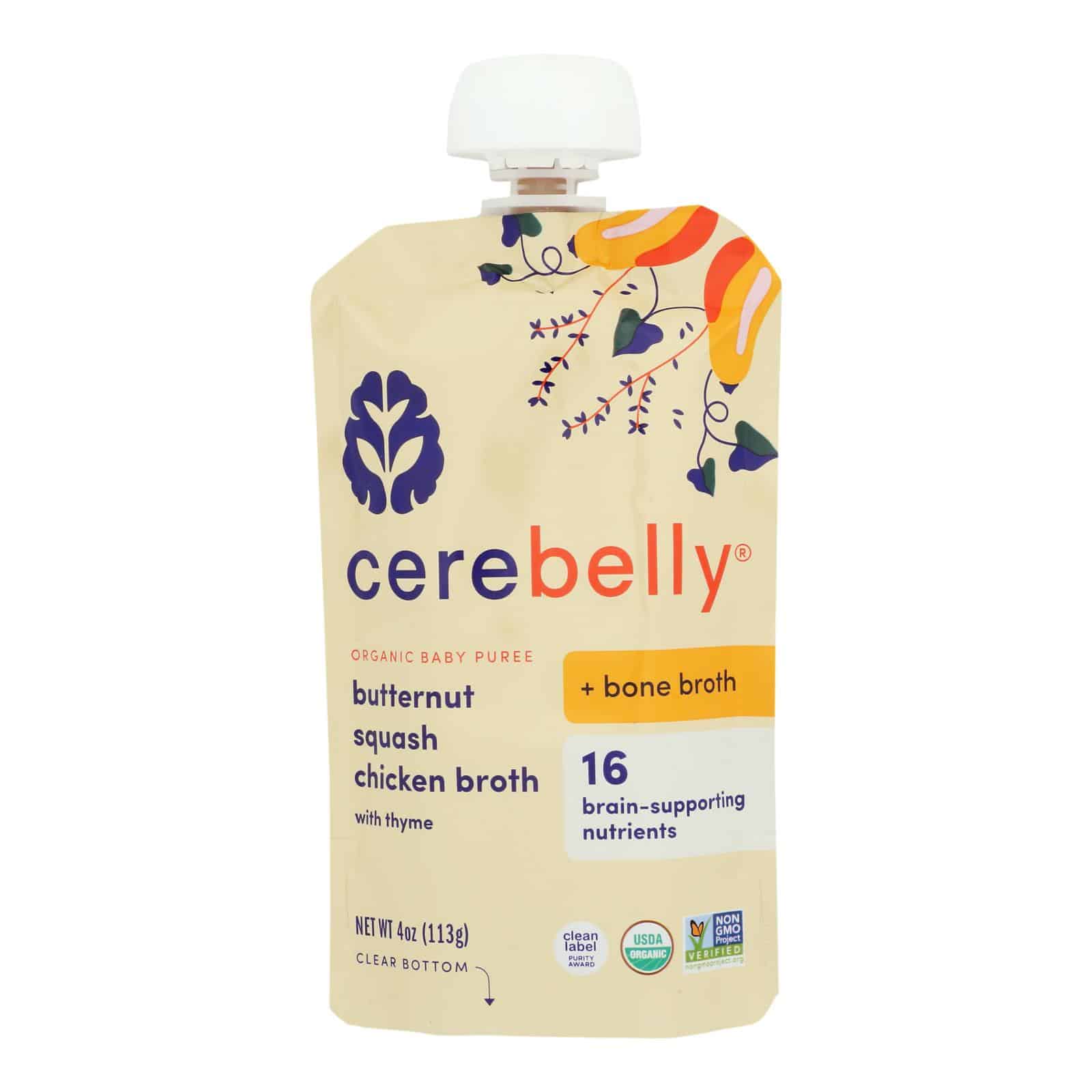 Cerebelly - Puree Butternut Squash Chicken Broth - Case Of 6-4 Oz