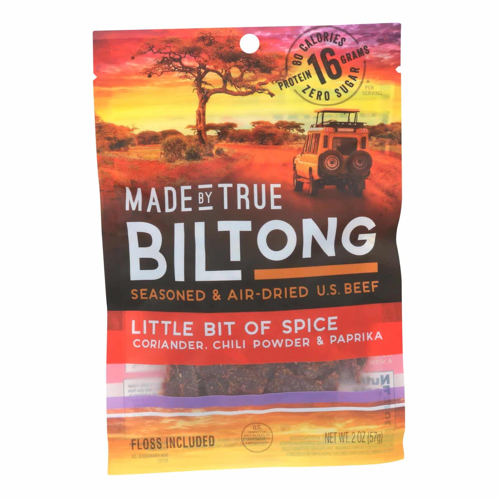 True Jerky - Beef Jerky Biltong Chili - Case Of 8 - 2 Oz