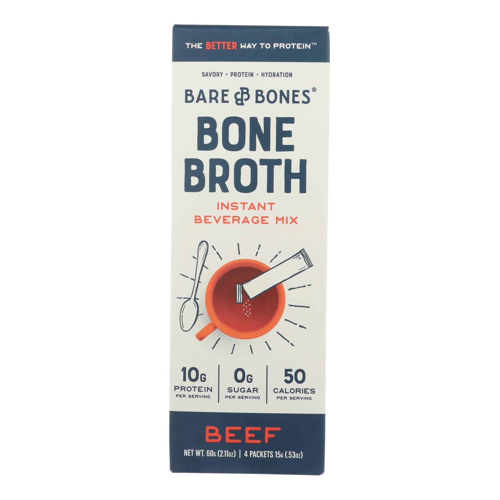 Bare Bones Broth - Bone Broth Beef Instant Stick - Case Of 8-2.12 Oz