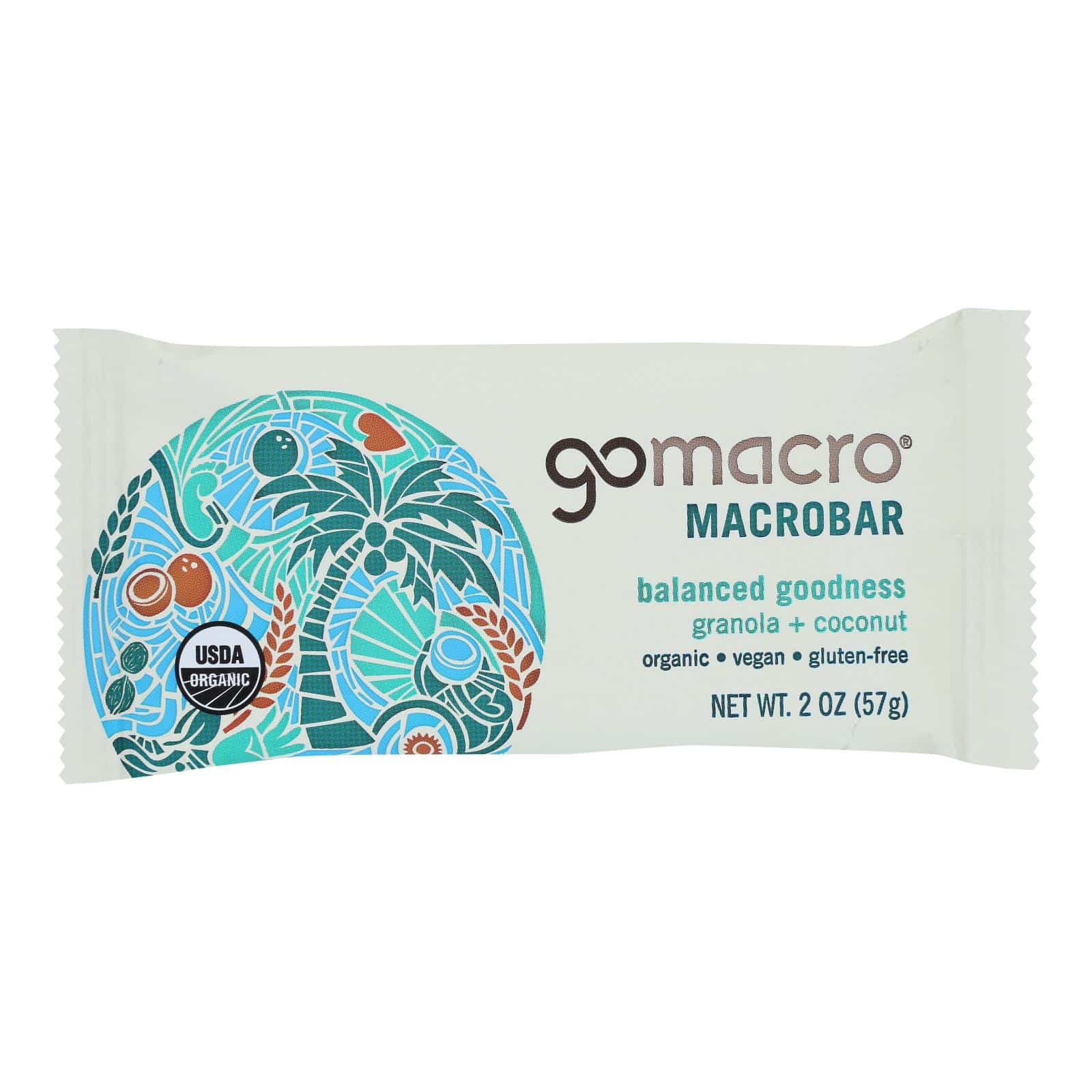 Gomacro Organic Macrobar - Granola with Coconut - 2 Oz Bars - Case Of 12