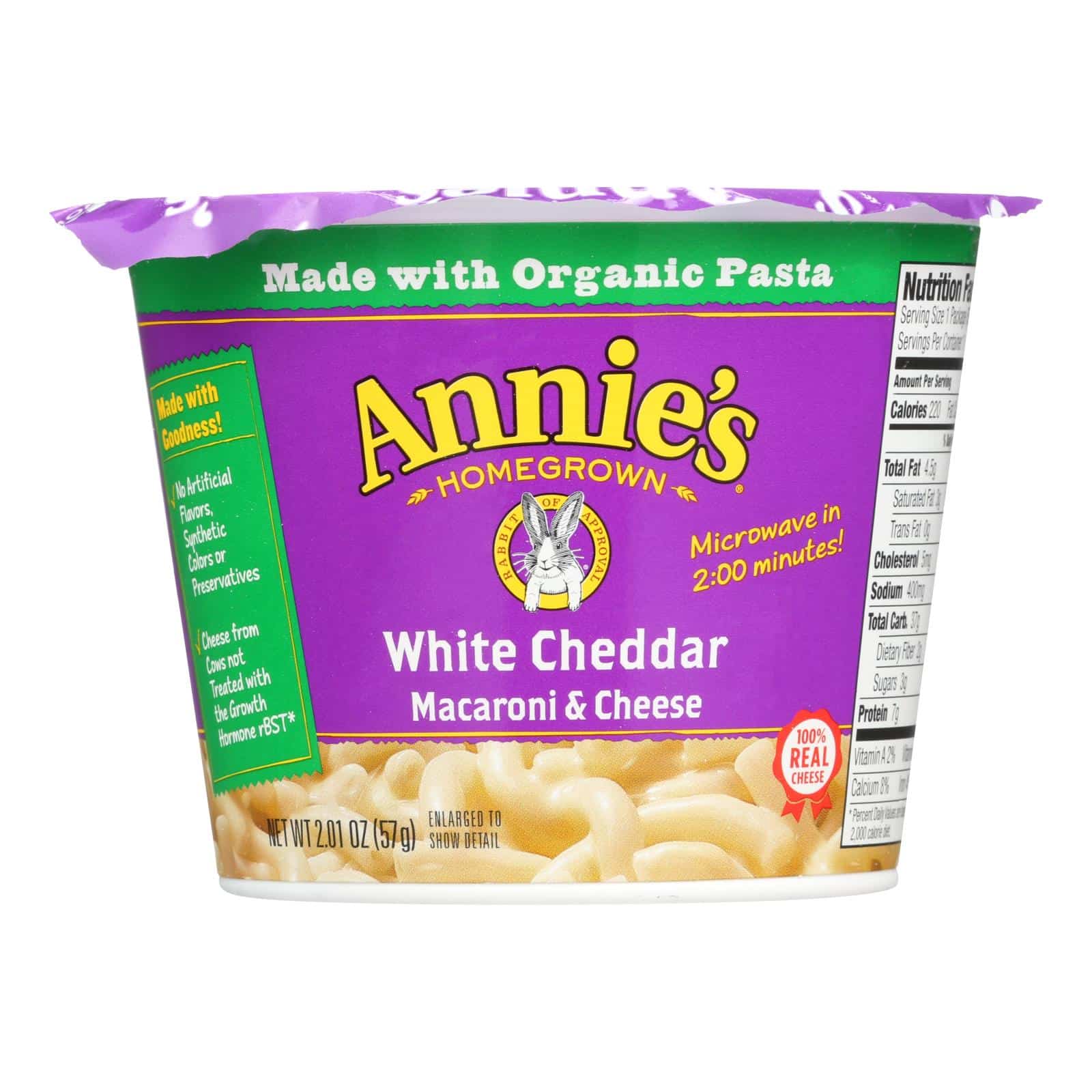 Annie's Homegrown White Cheddar Microwavable Macaroni & Cheese Cup - Case Of 12 - 2.01 Oz.