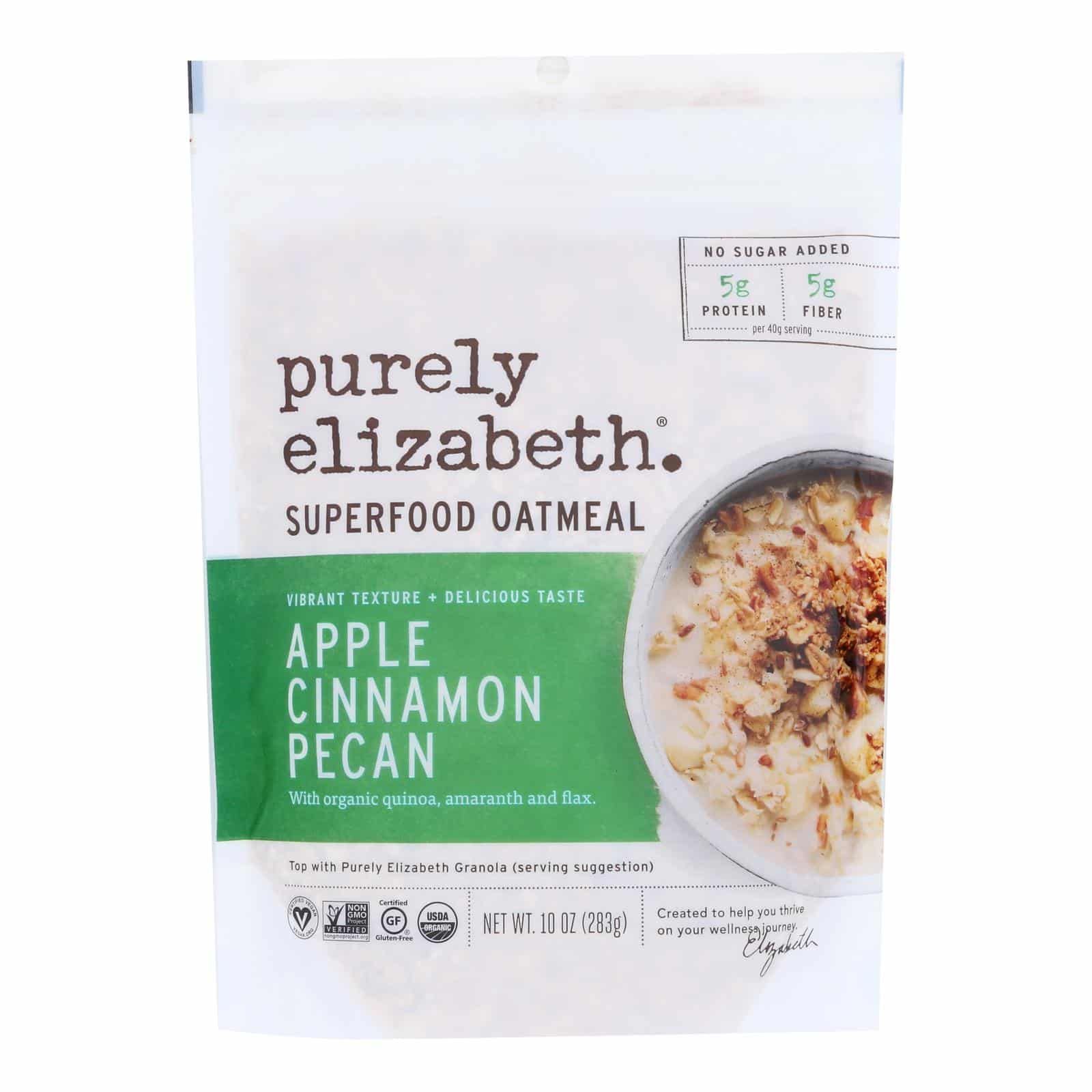 Purely Elizabeth Ancient Grain Organic Oatmeal - Apple Cinnamon Pecan - Case Of 6 - 10 Oz.