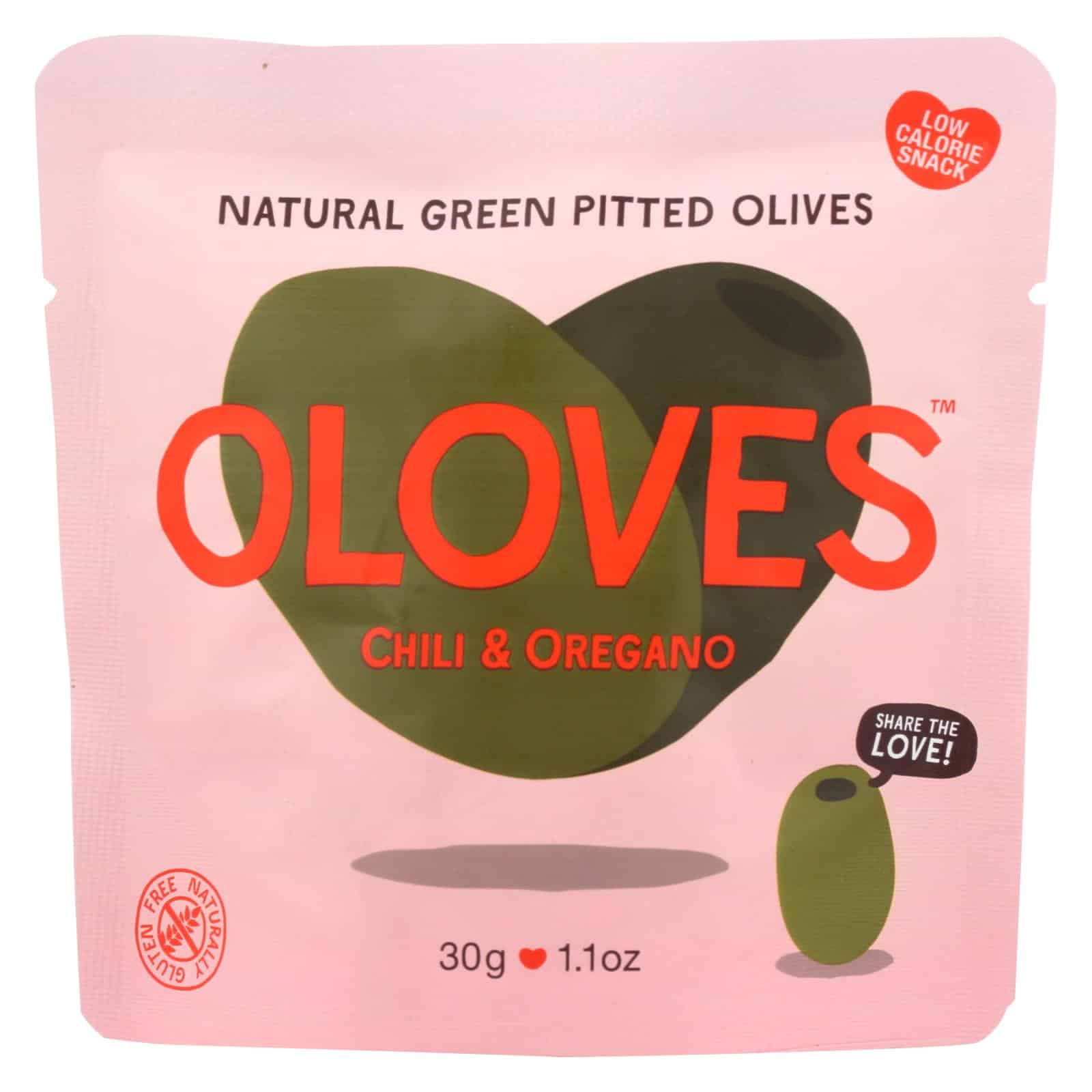 Oloves Green Pitted Olives - Chili & Oregano - Case Of 10 - 1.1 Oz.