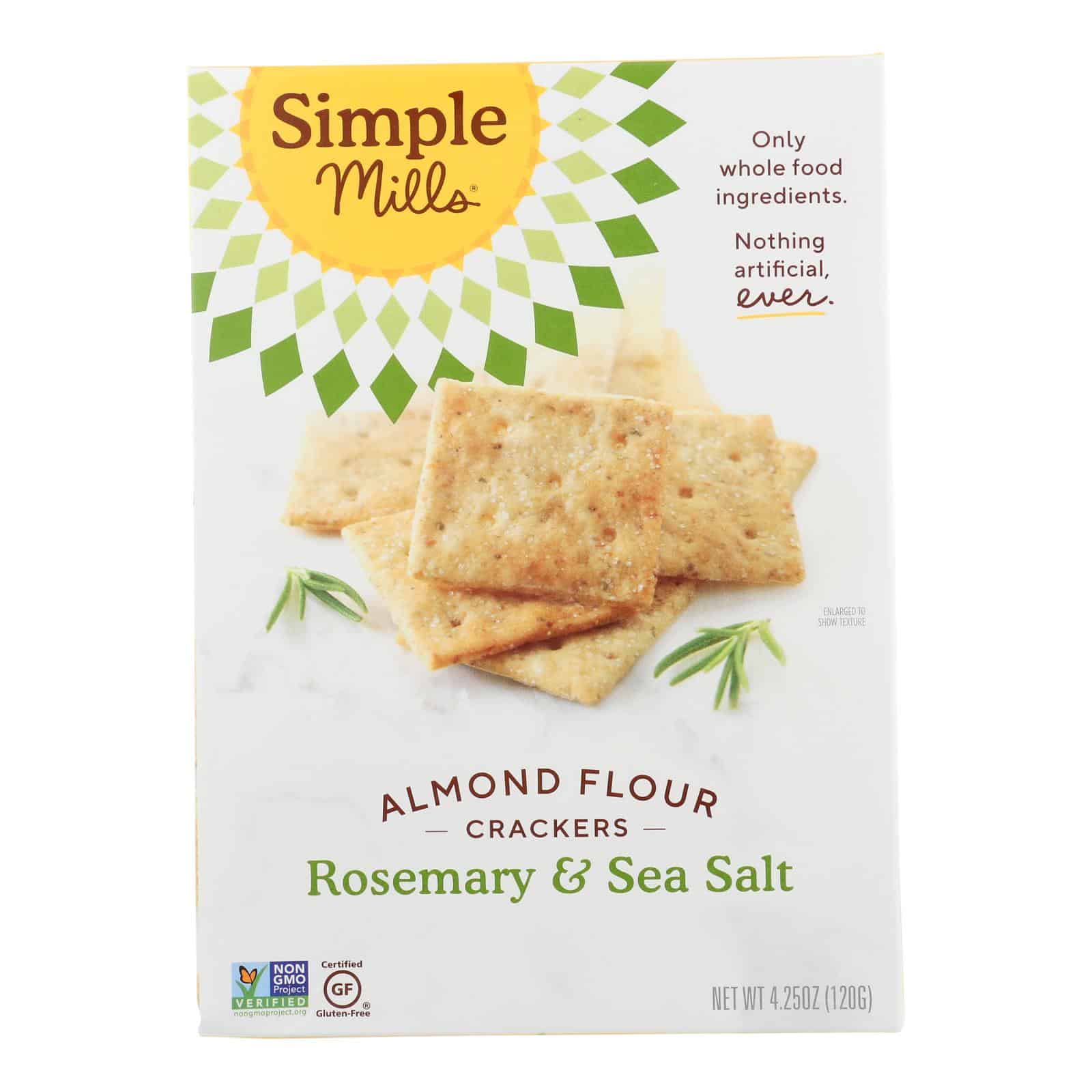 Simple Mills Rosemary & Sea Salt Almond Flour Crackers - Case Of 6 - 4.25 Oz.