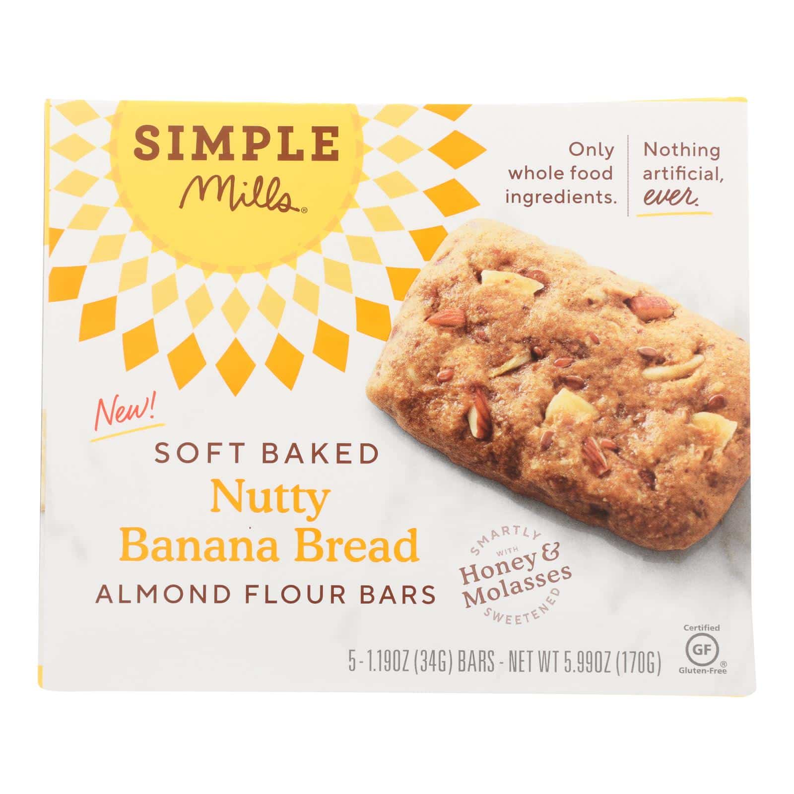 Simple Mills - Bar Soft Baked Nutty Banana Bread - Case Of 6 - 5.99 Oz