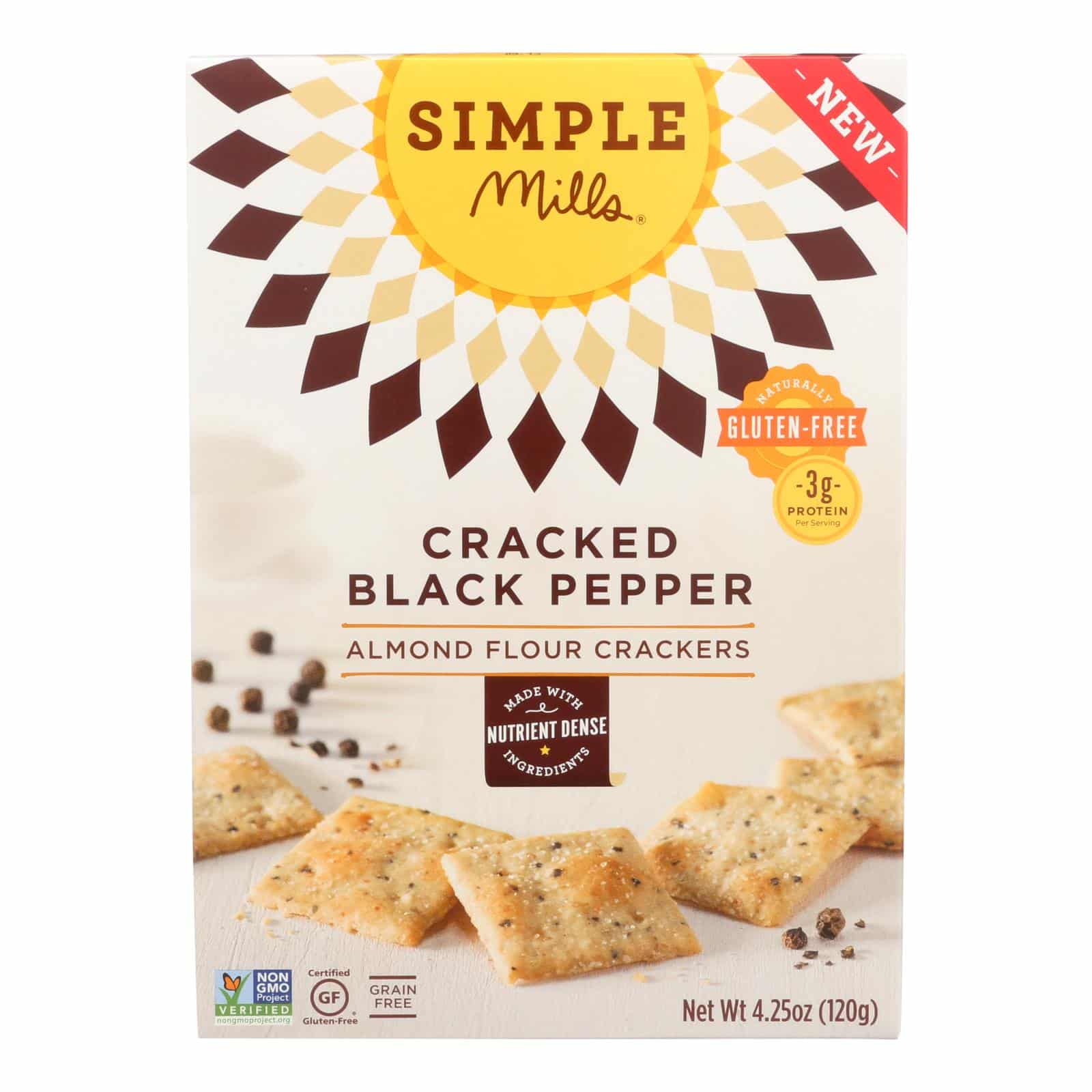 Simple Mills Cracked Black Pepper Almond Flour - Case Of 6 - 4.25 Oz