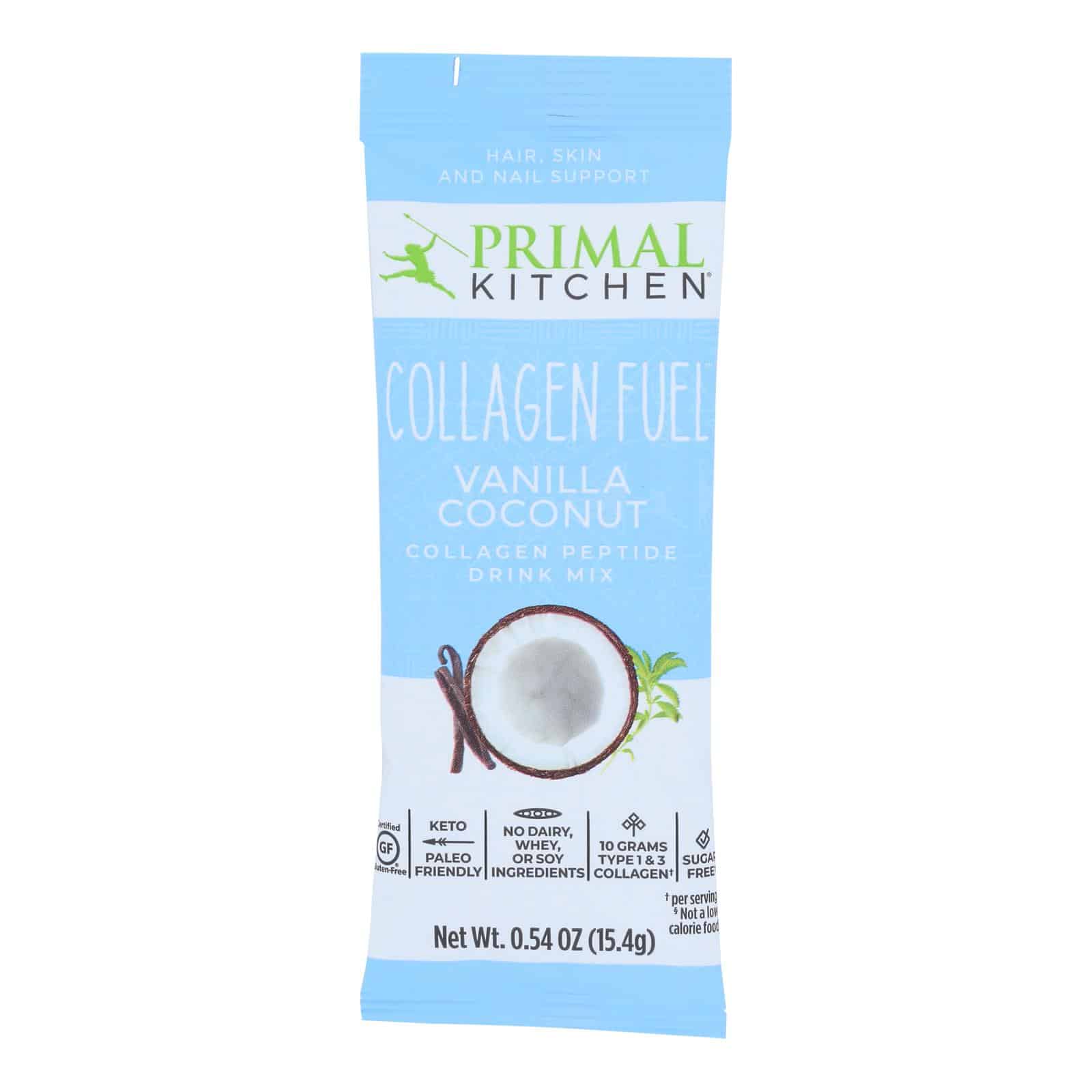 Primal Kitchen Vanilla Coconut Collagen Peptide Drink Mix, Vanilla Coconut - Case Of 12 - .54 Oz