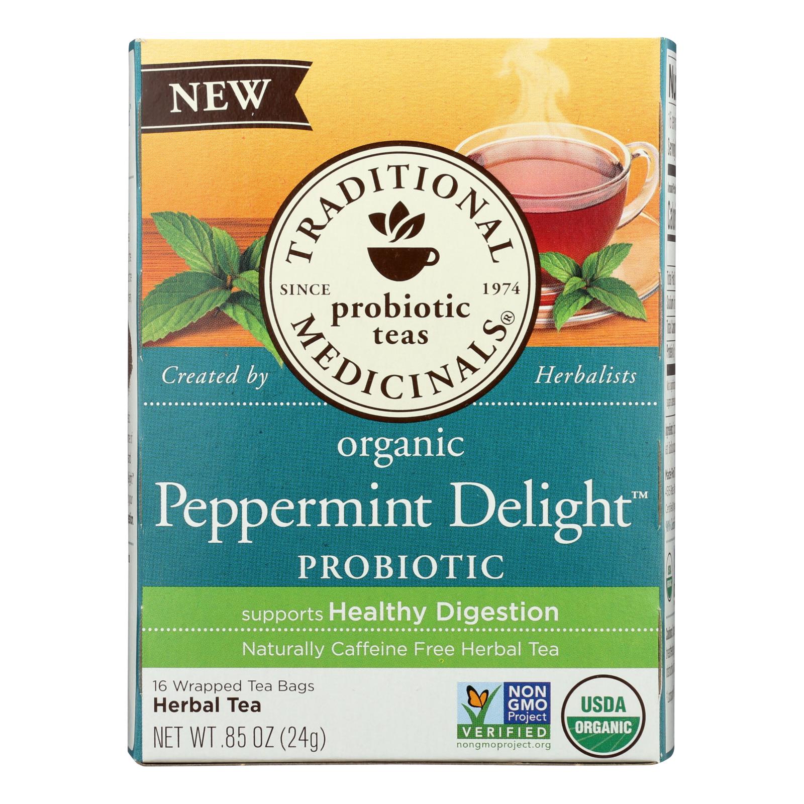 Traditional Medicinals - Probiotic Tea Peppermint Delight - Case Of 6 - 16 Bag