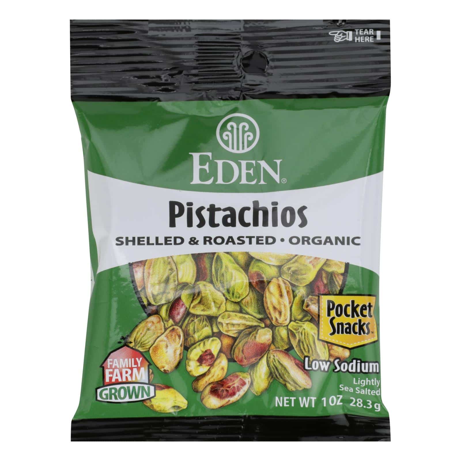 Eden Foods Organic Pocket Snacks - Pistachios - Shelled & Dry Roasted - 1 Oz - Case Of 12