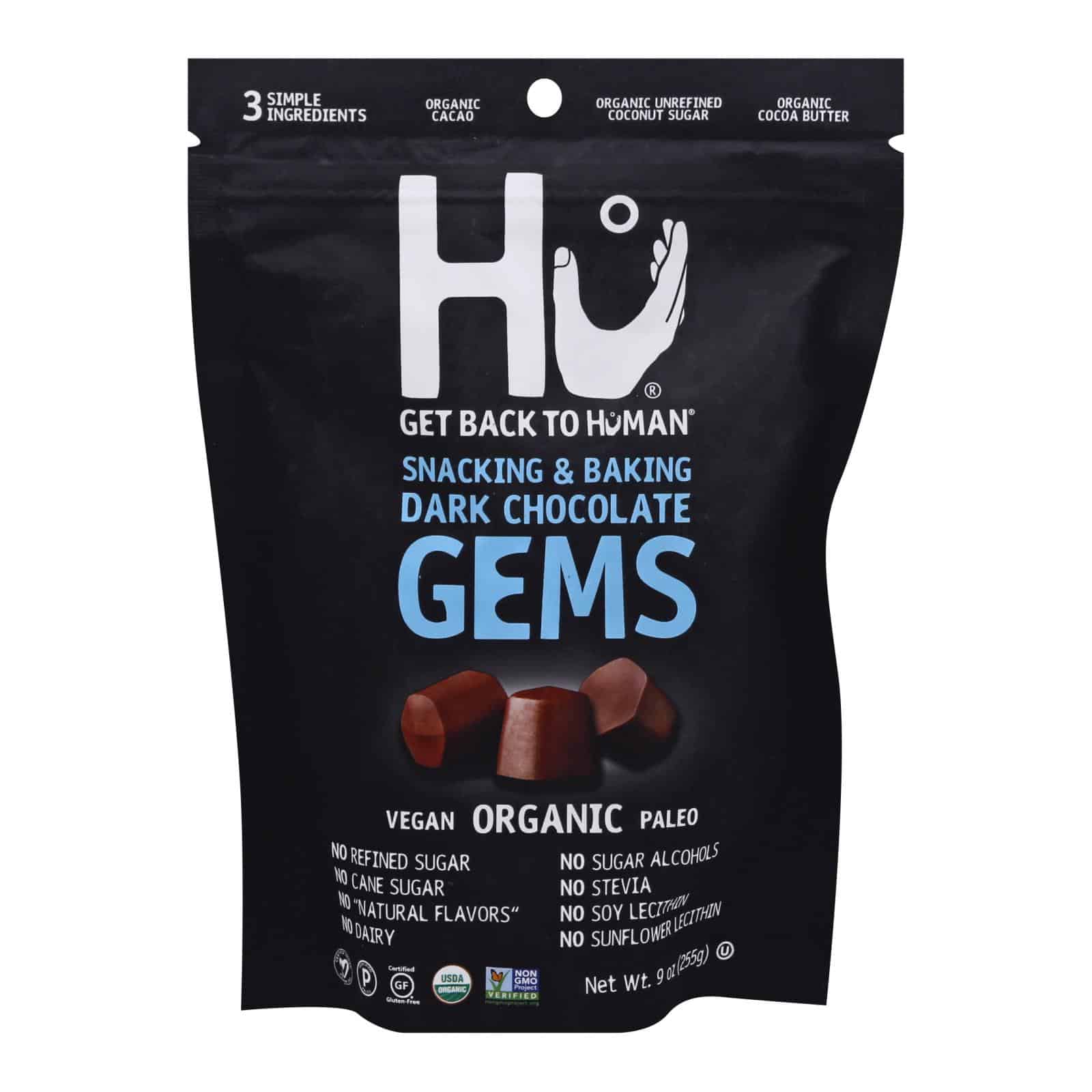 Hu - Gems Organic Dark Chocolate Snacking/Baking - Case Of 6-9 Oz