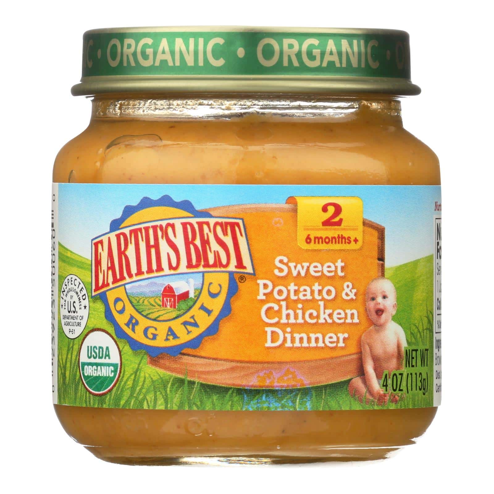 Earth's Best - Dinner Sweet Potato & Chicken - Case Of 10-4 Oz