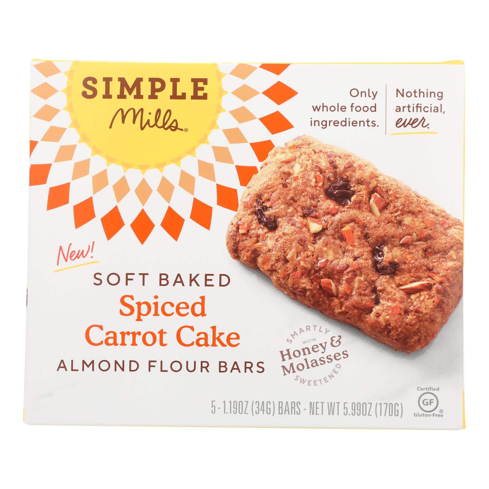 Simple Mills - Bar Soft Baked Spice Carrot Cake - Case Of 6 - 5.99 Oz