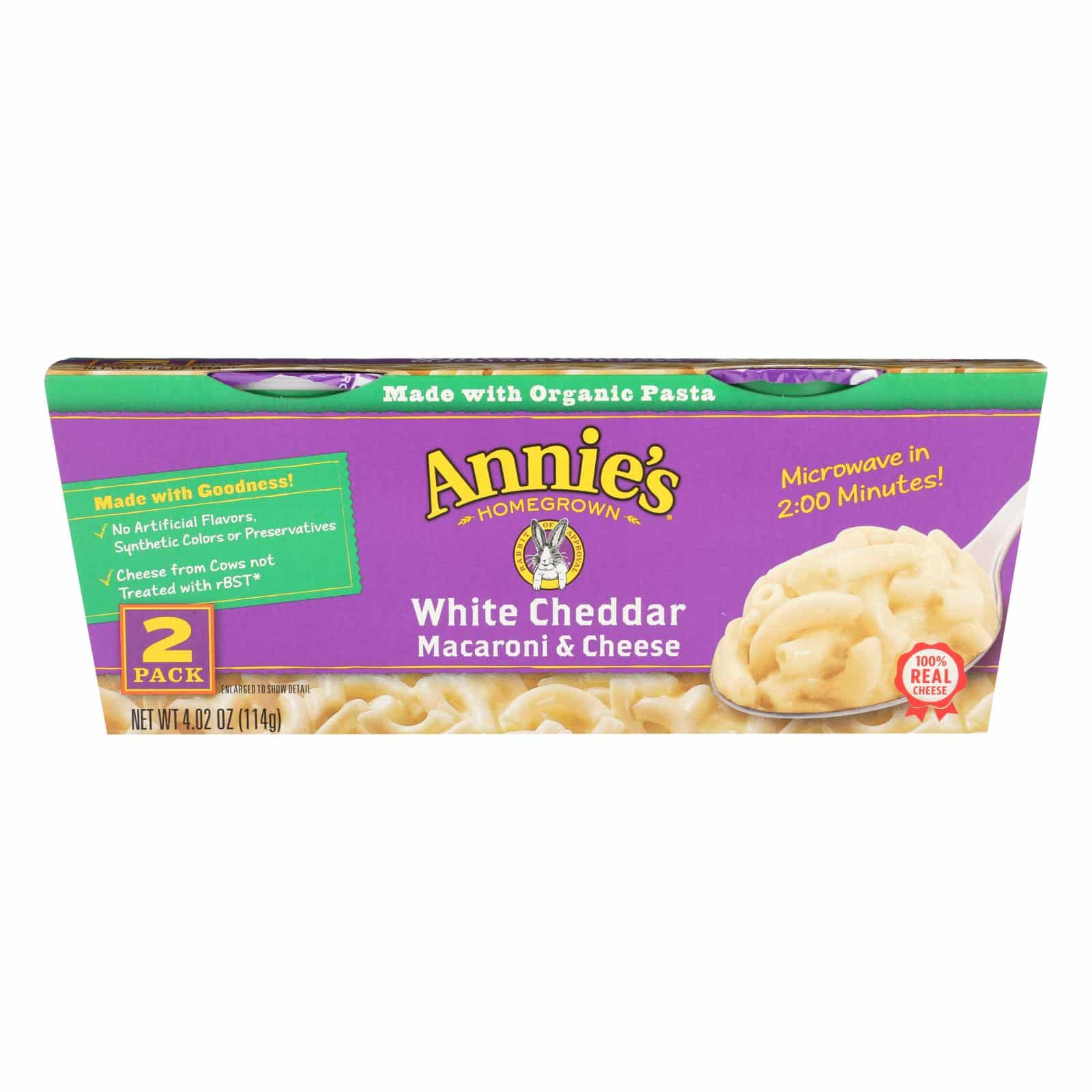 Annie's Homegrown White Cheddar Microwavable Macaroni & Cheese Cup - Case Of 6 - 4.02 Oz.