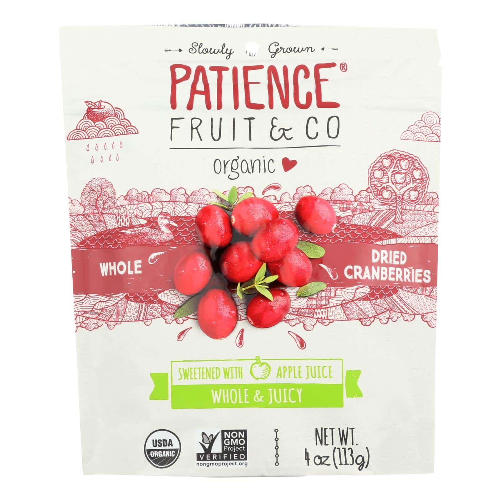 Patience Fruit & Co Whole Cranberries - Dried - Case Of 8 - 4 Oz