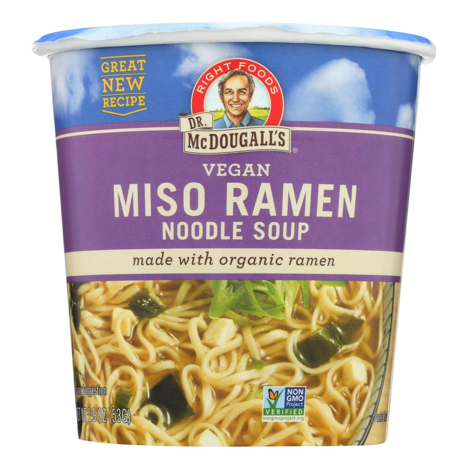 Dr. Mcdougall's Vegan Miso Ramen Soup Big Cup with Noodles - Case Of 6 - 1.9 Oz.