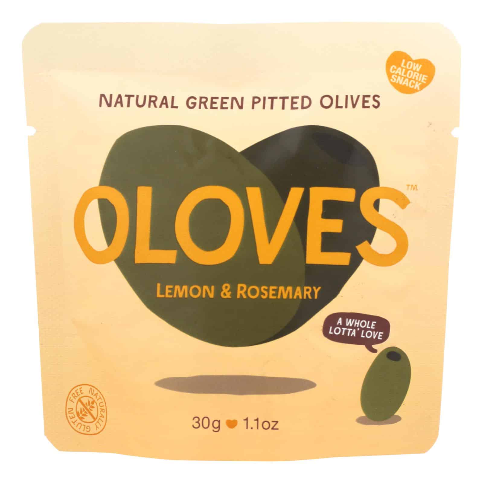 Oloves Green Pitted Olives - Lemon & Rosemary - Case Of 10 - 1.1 Oz.
