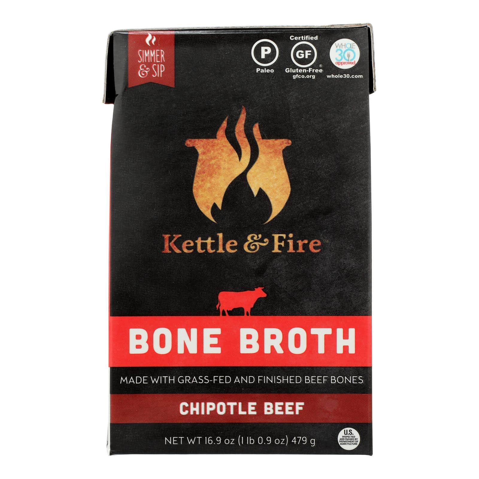 Kettle & Fire - Bone Broth Chipotle Beef - Case Of 6 - 16.9 Oz