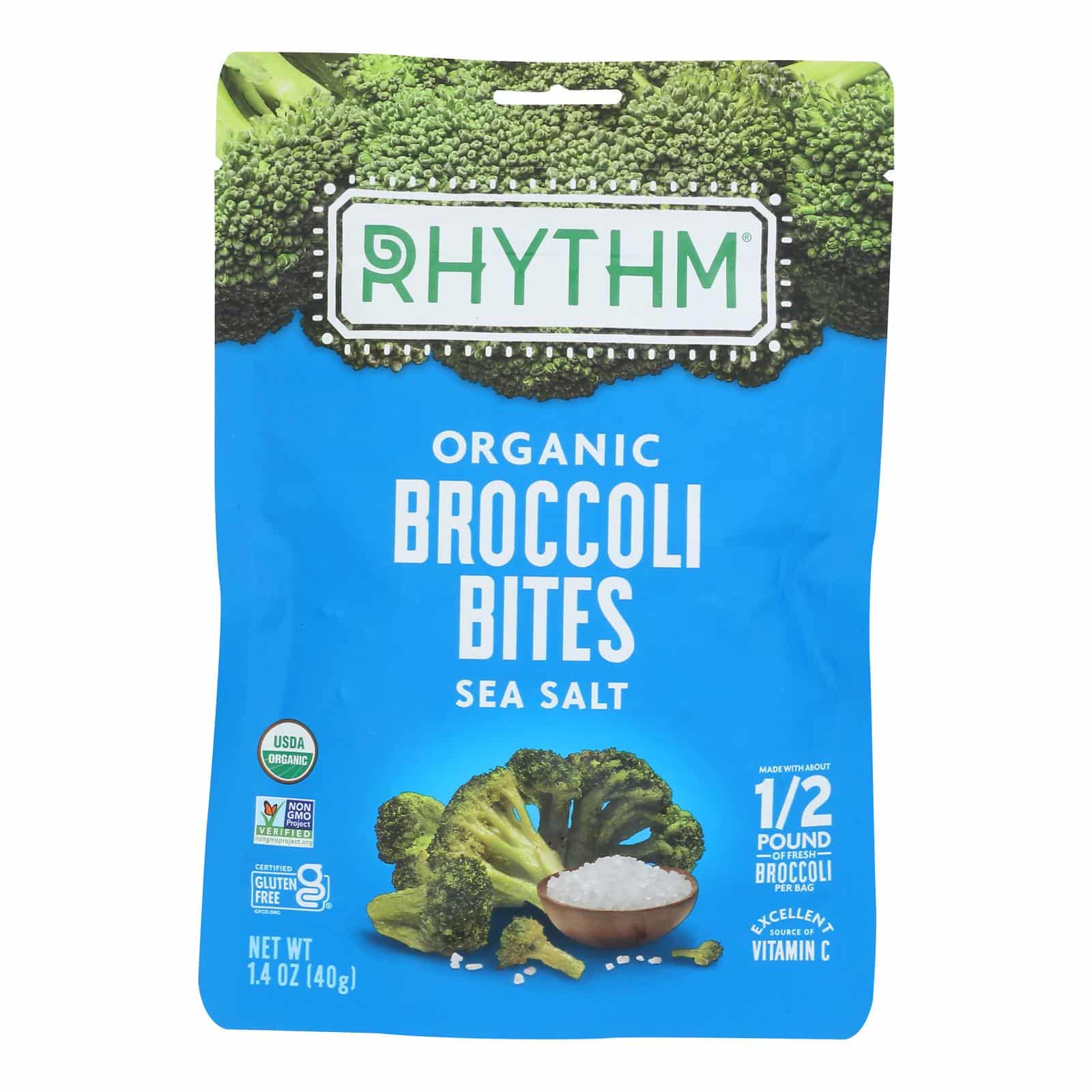 Rhythm Superfoods - Broccoli Bites Sea Salt - Case Of 10-1.4 Oz