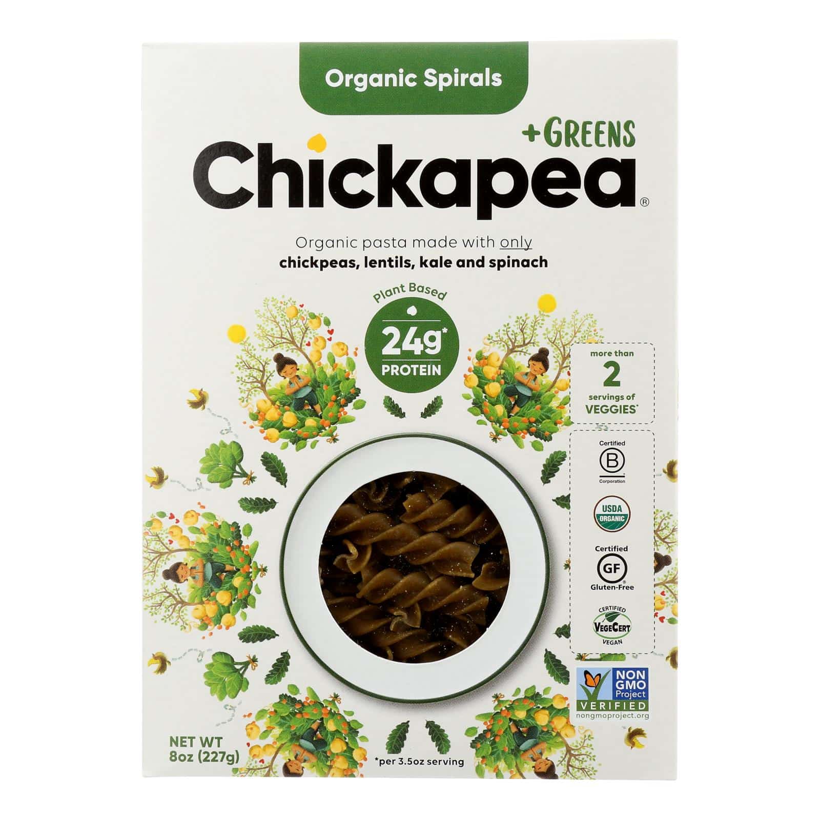 Chickapea Pasta - Pasta +greens Spirals - Case Of 6-8 Oz