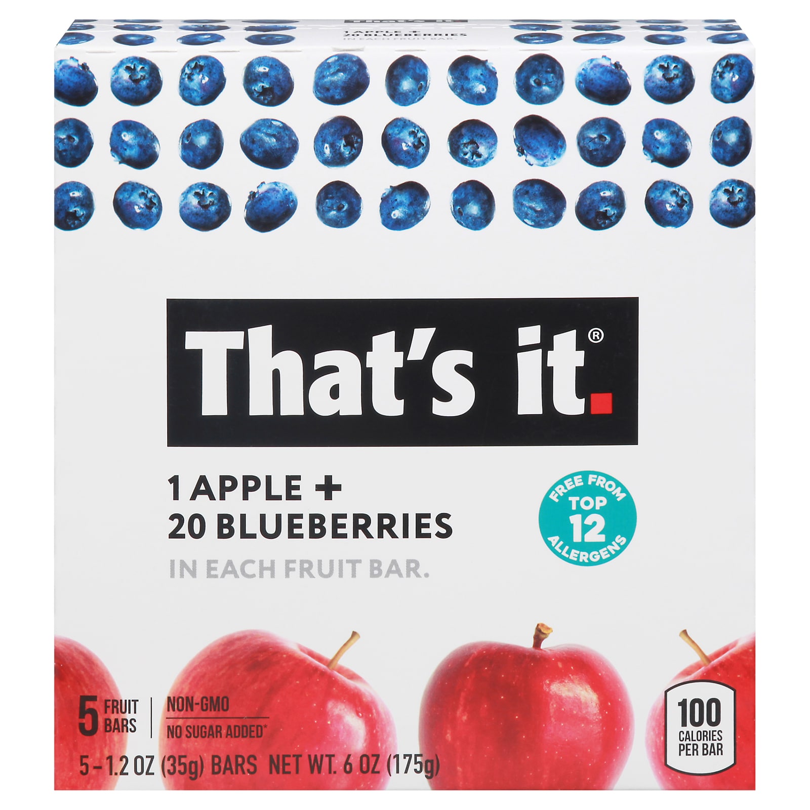 That's It - Fruit Bar Apple Blueberry - Case Of 6-5-1.2 Oz
