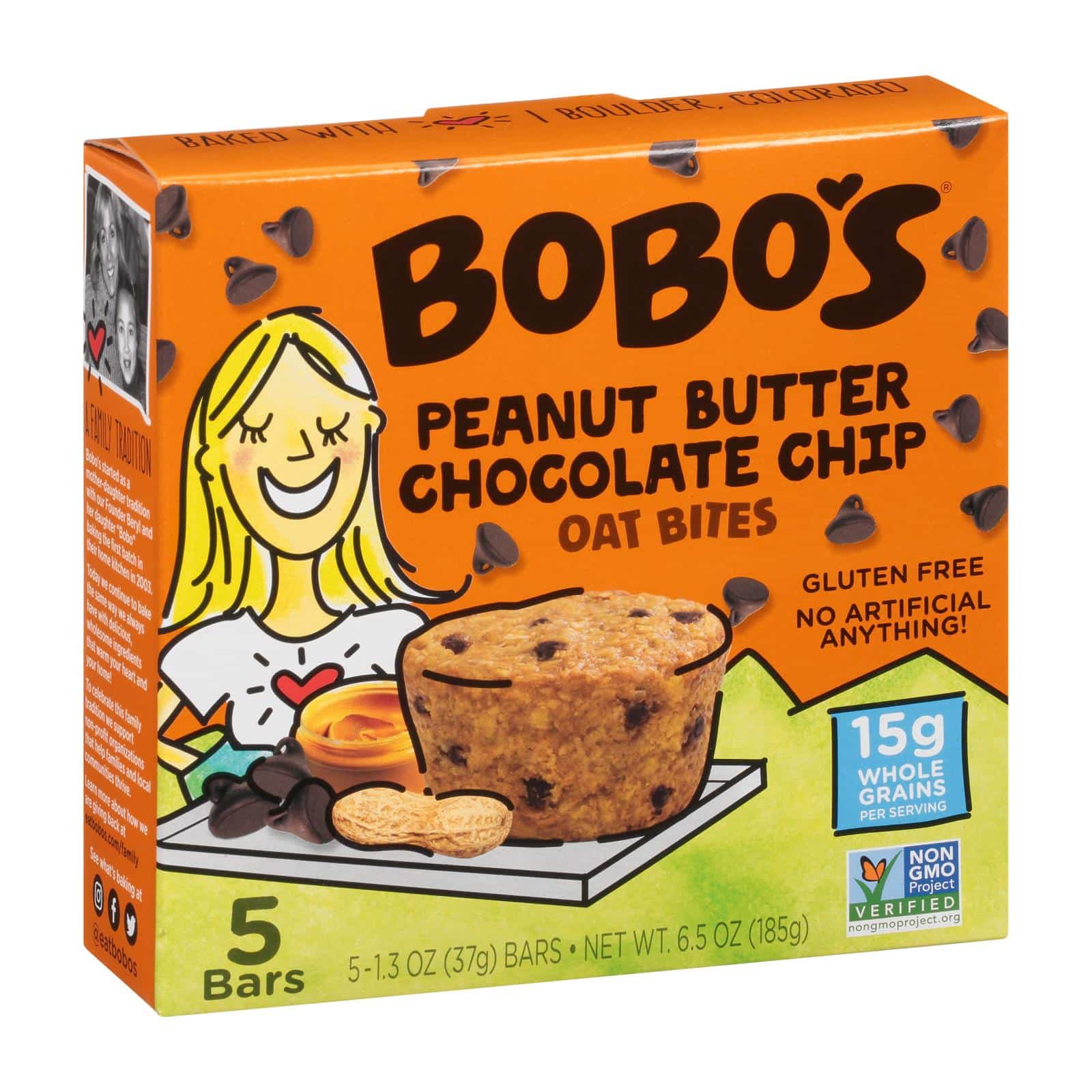 Bobo's Oat Bars - Oat Bite Peanut Butter Chocolate Chips - Case Of 6 - 6.5 Oz