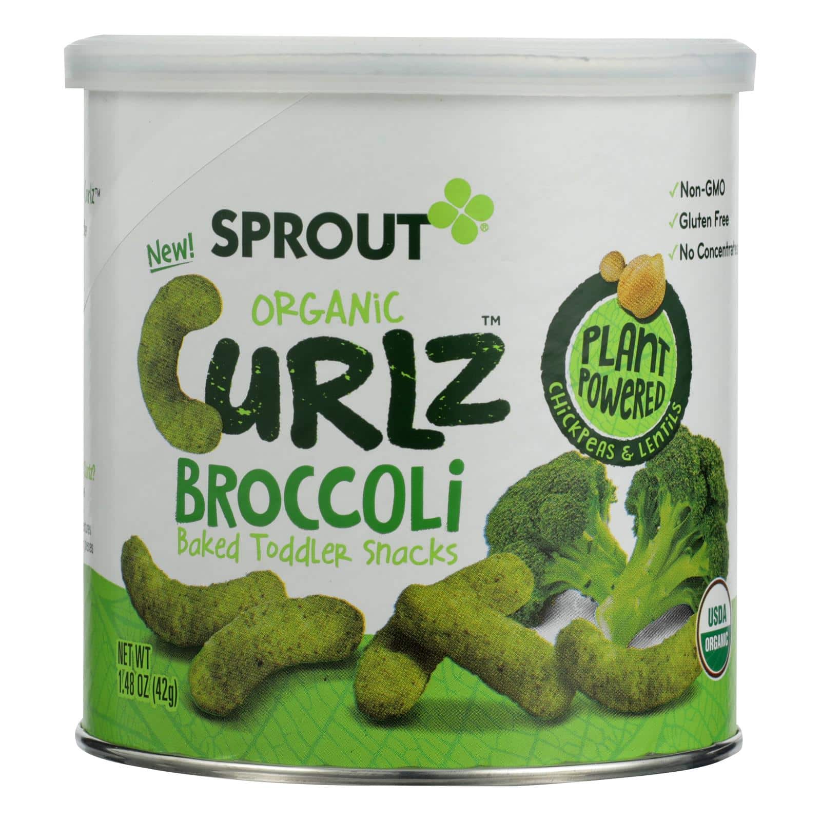 Sprout Organic Broccoli Curlz Baked Toddler Snacks - Case Of 6 - 1.48 Oz