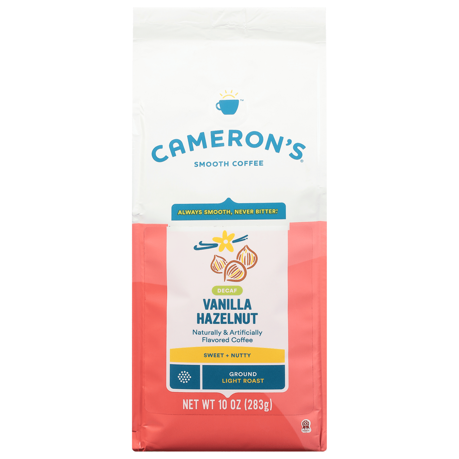 Cameron's Smooth Coffee Vanilla Hazelnut Light Roast Ground Coffee Decaffeinated
