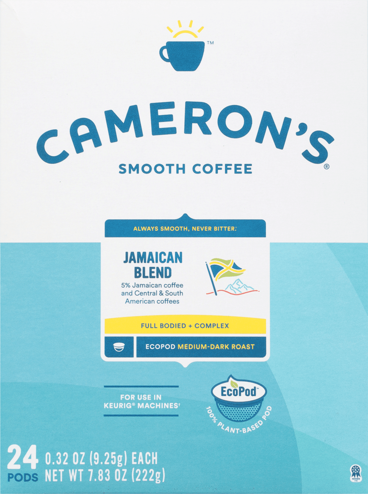 Cameron's Ecopod Medium Dark Roast Jamaican Blend Smooth Coffee