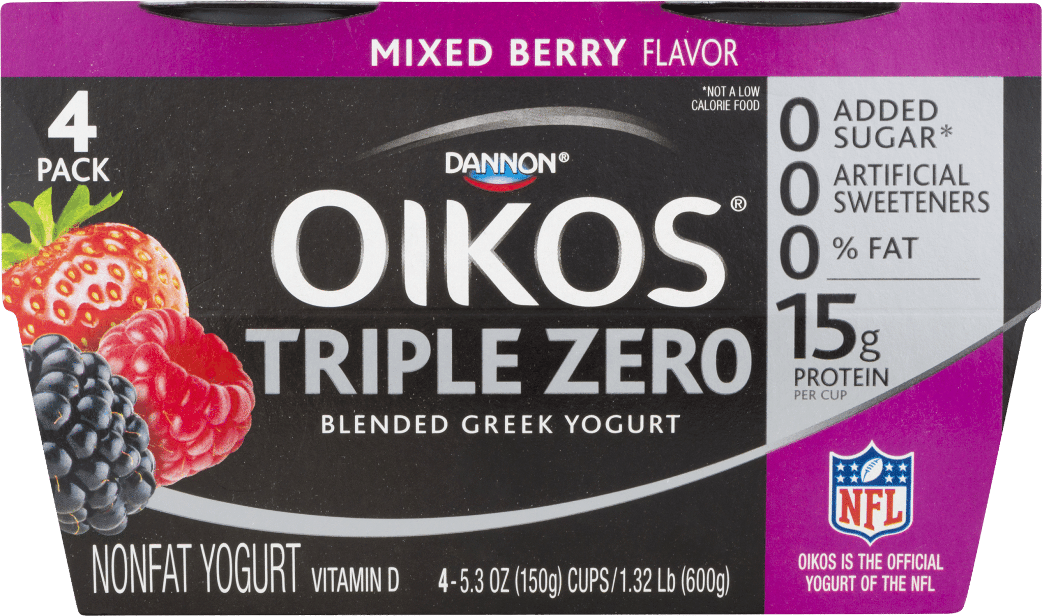 Dannon OIkos Triple Zero Blended Greek Yogurt Mixed Berry