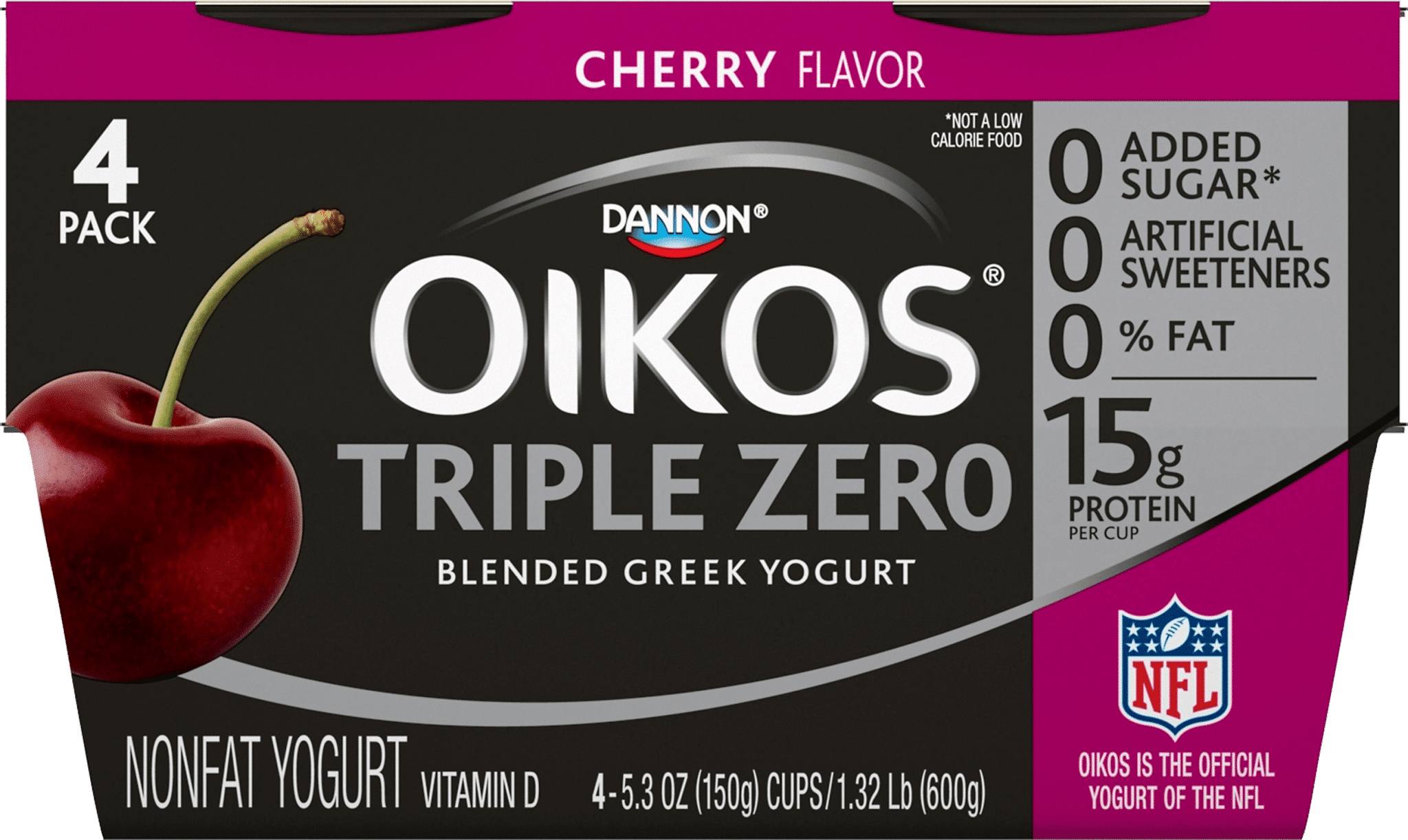 Oikos Triple Zero Blended Greek Nonfat Yogurt Cherry