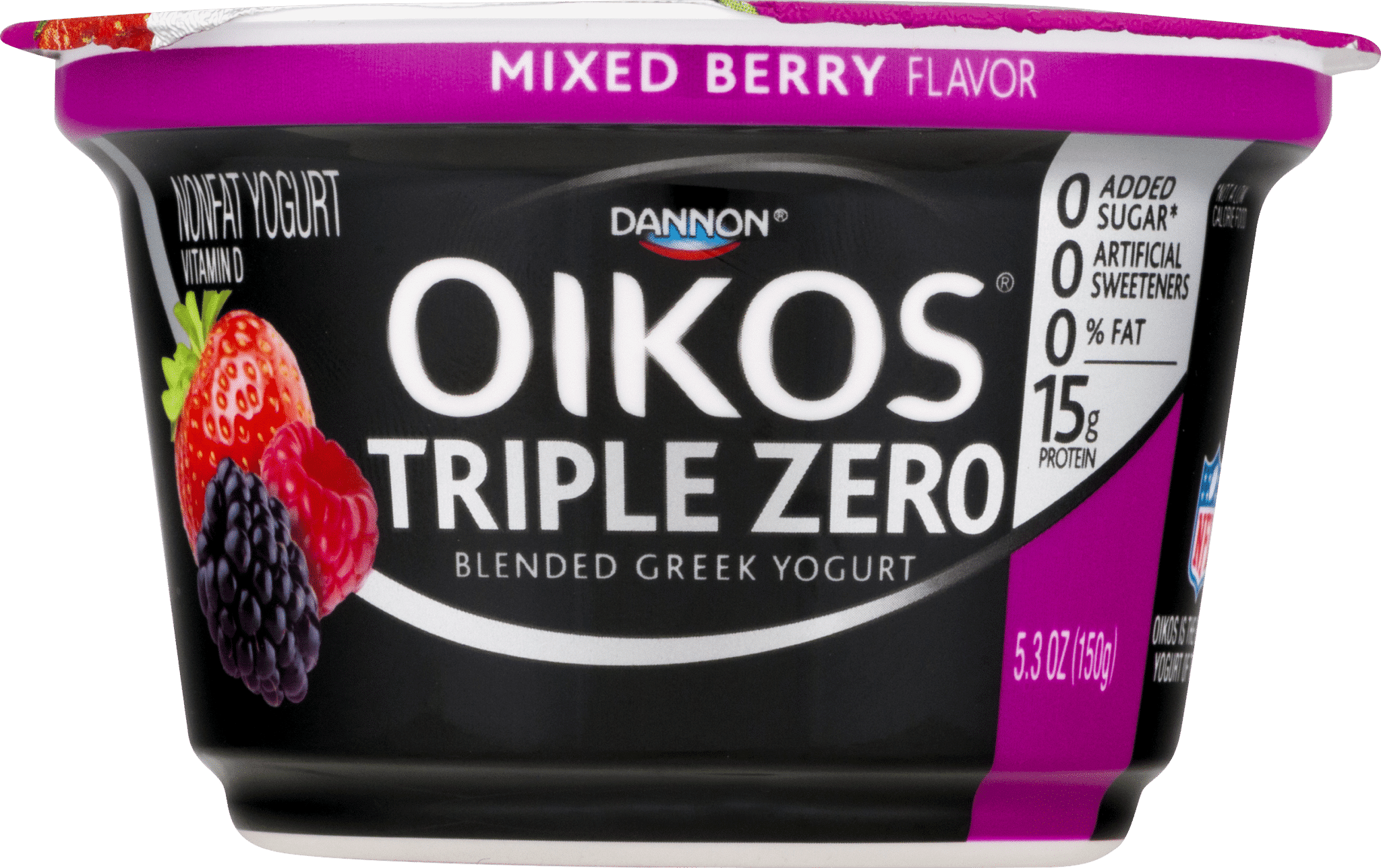 Oikos Triple Zero Blended Greek Nonfat Yogurt Mixed Berry