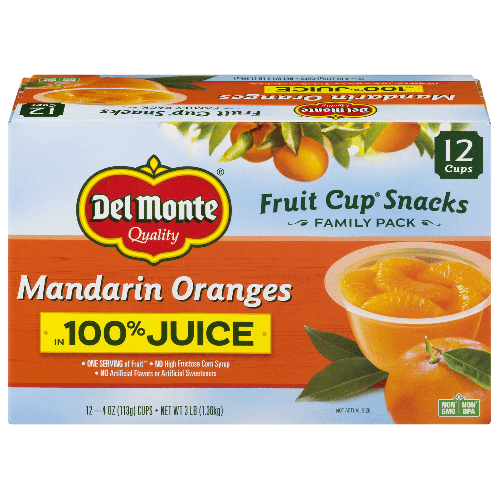 Del Monte Mandarin Oranges Fruit Cup Snacks in 100% Juice