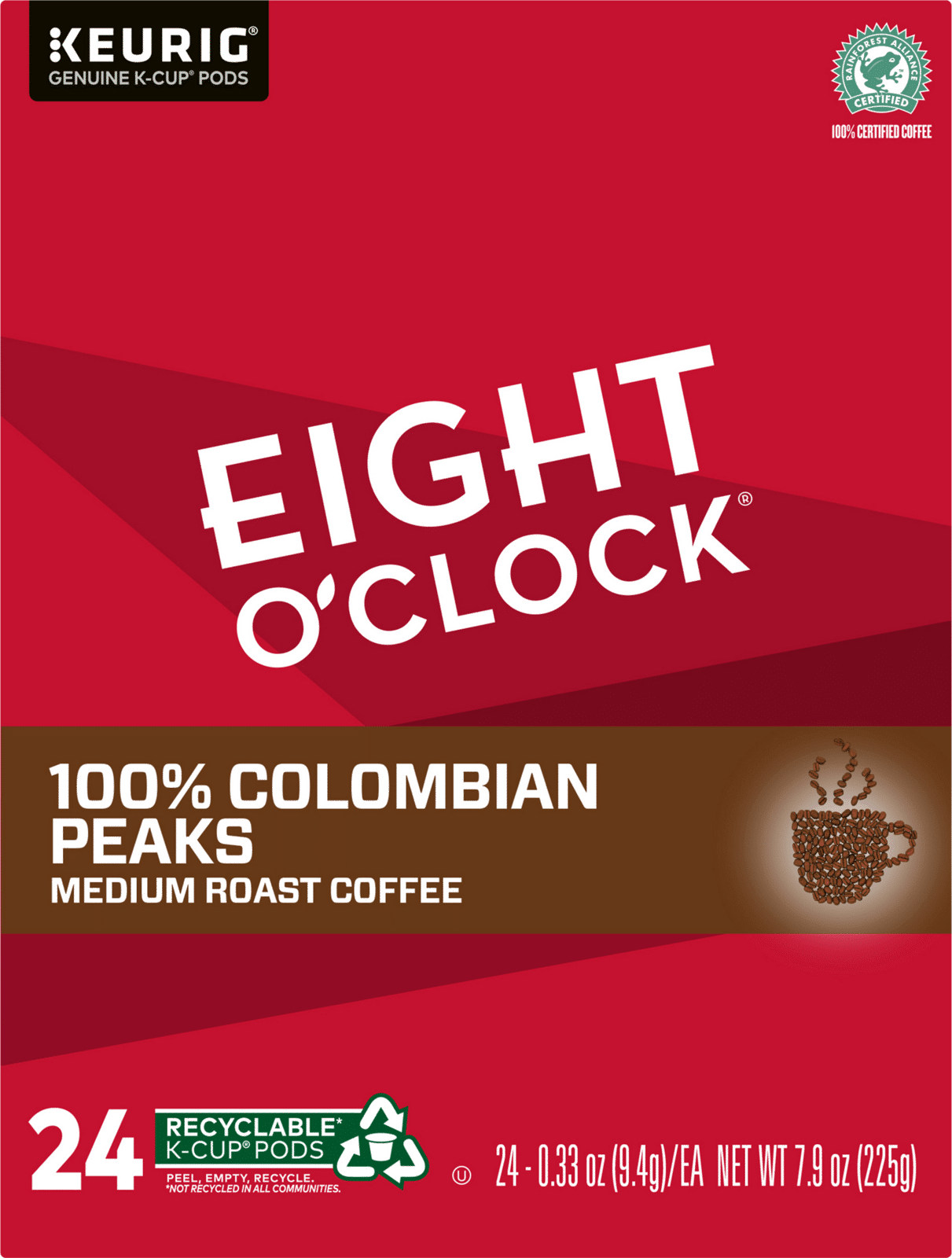 Eight O'Clock 100% Colombian Peaks Medium Roast Coffee K-Cup Pods