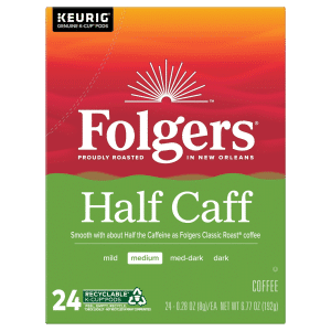 Keurig K-Cup Folgers 1/2 Caff Coffee 24 Each