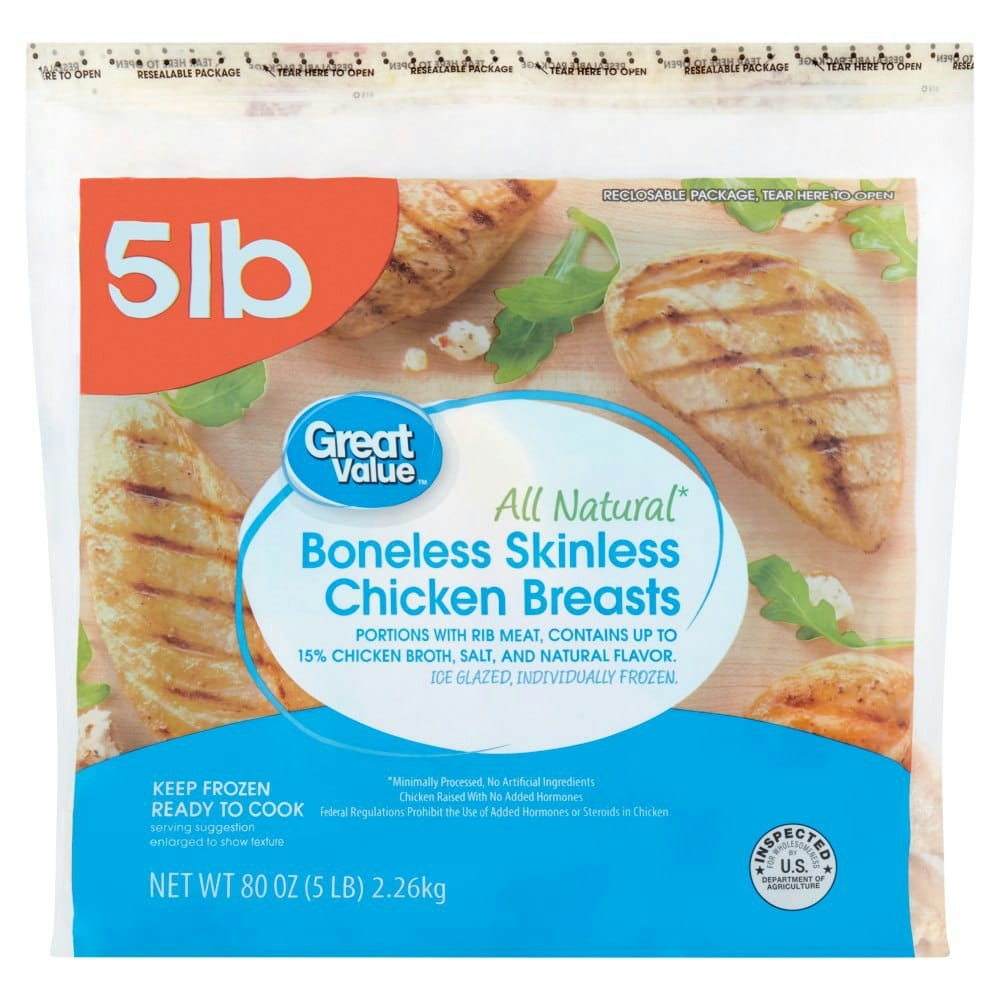 Great Value All Natural Boneless Skinless Chicken Breasts