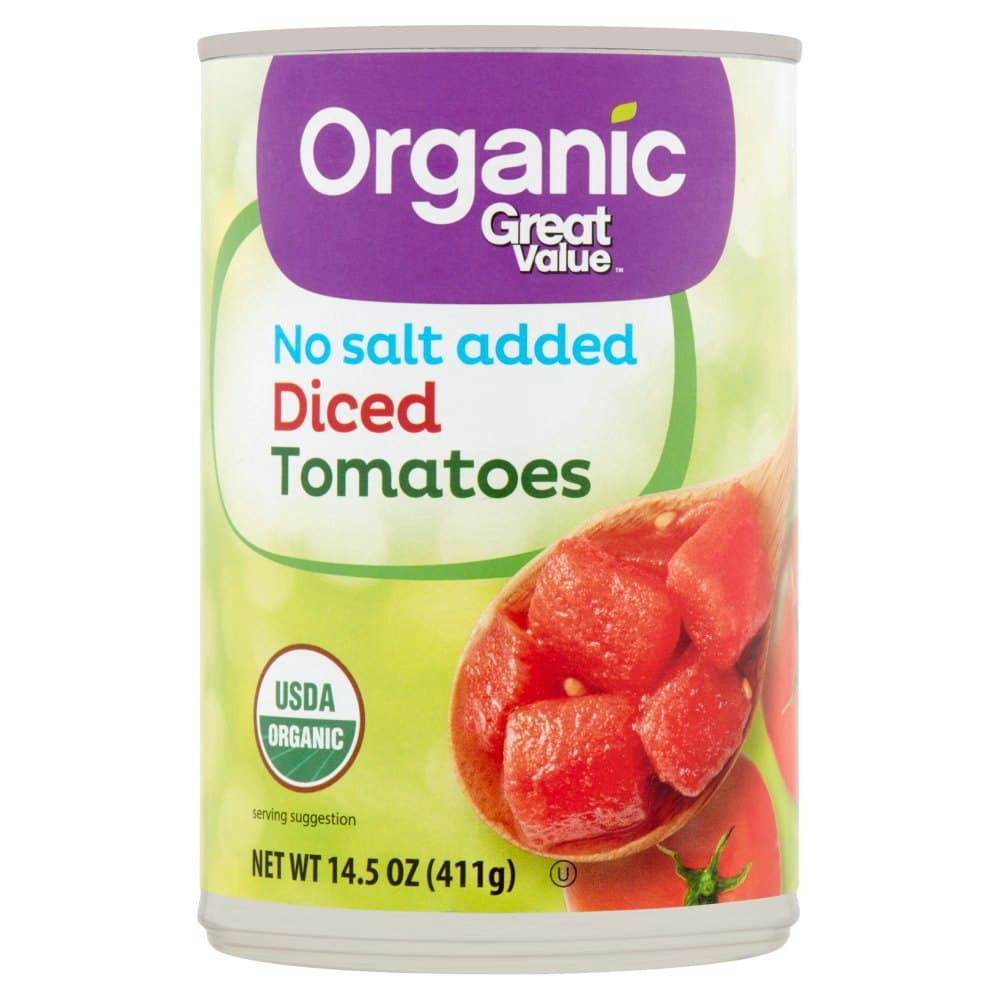 Great Value Organic No Salt Added Diced Tomatoes