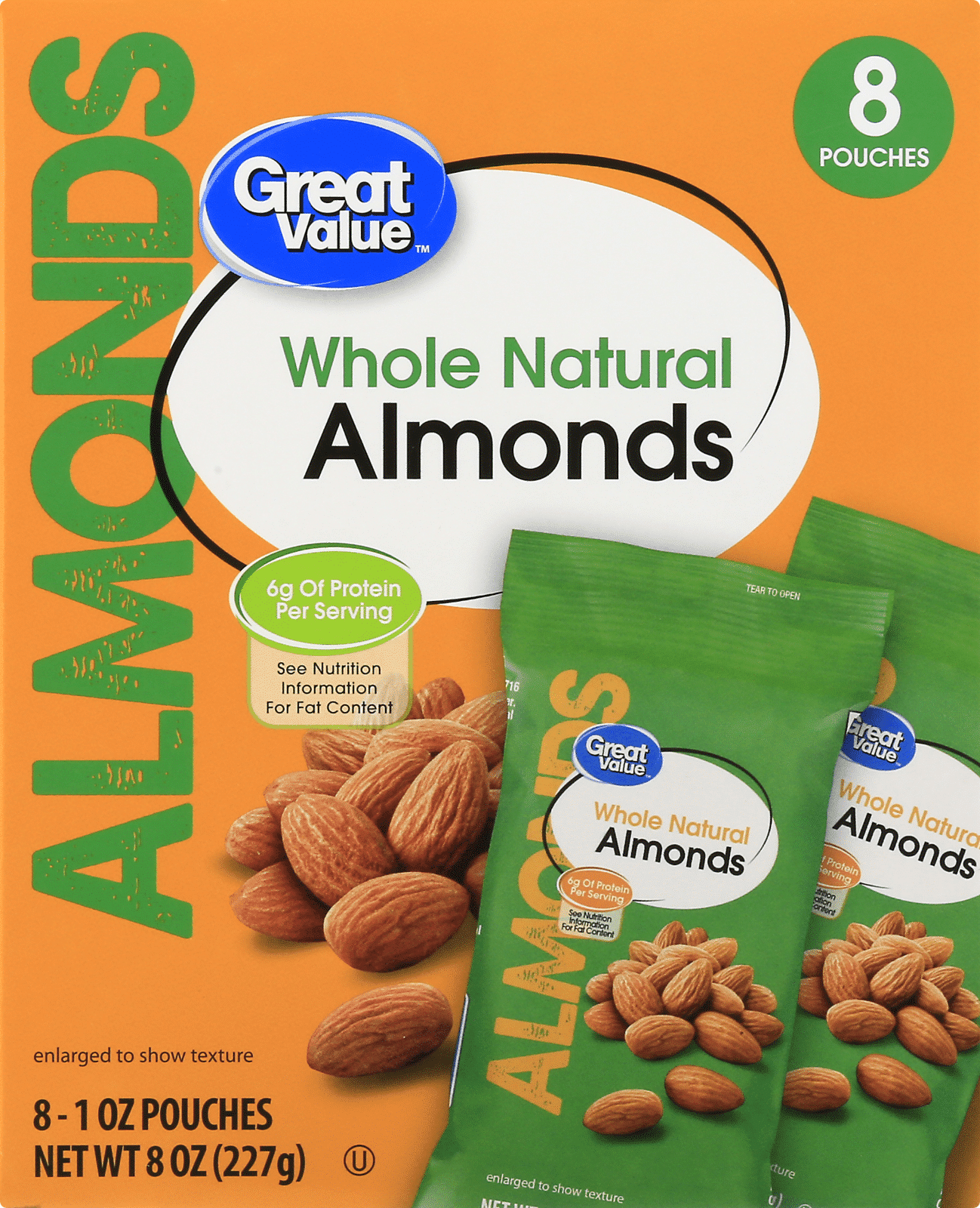 Great Value Whole Natural Almonds 8 Each