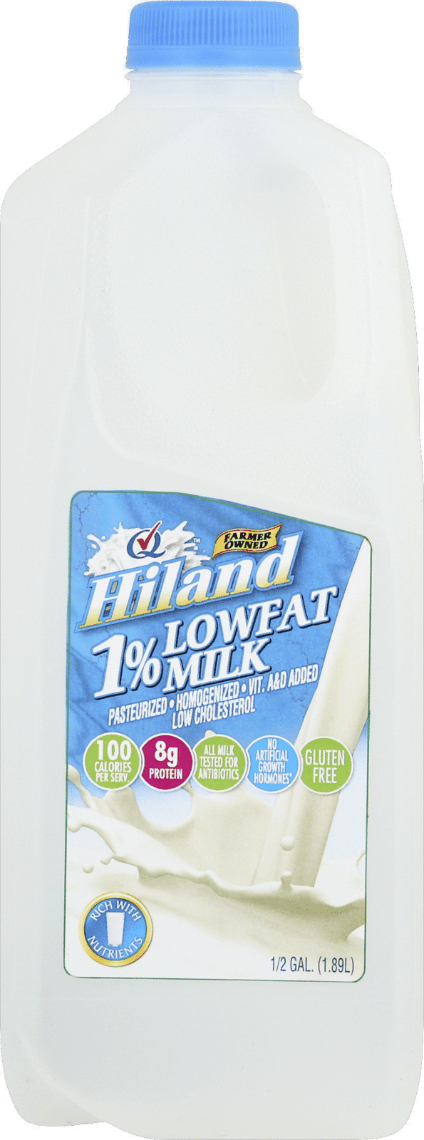 Hiland Milk 0 5 Gl Milk, Lowfat, 1% Milkfat