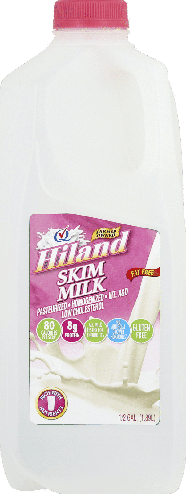 Hiland Milk 0 5 Gl Milk, Skim, Fat Free