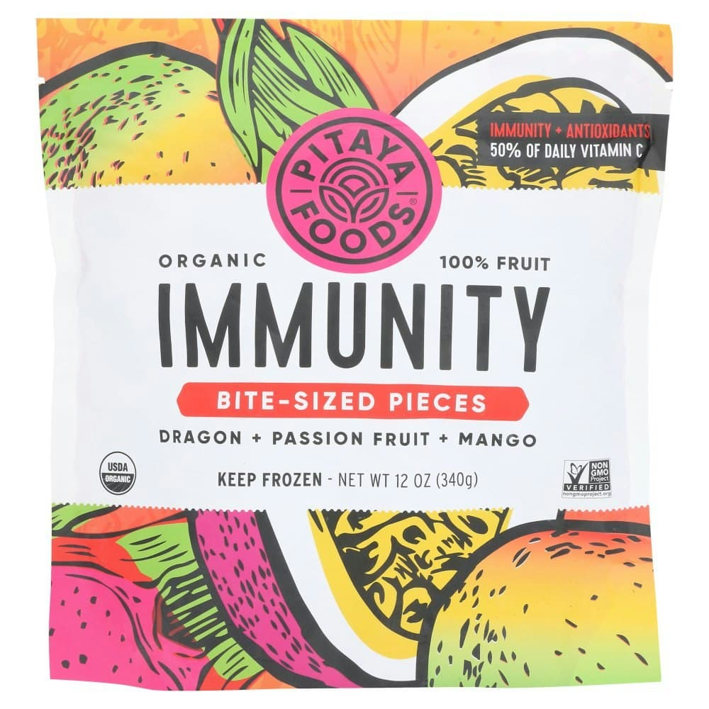 Pitaya Foods Immunity Dragon + Passion Fruit + Mango Bite-Sized Pieces Organic