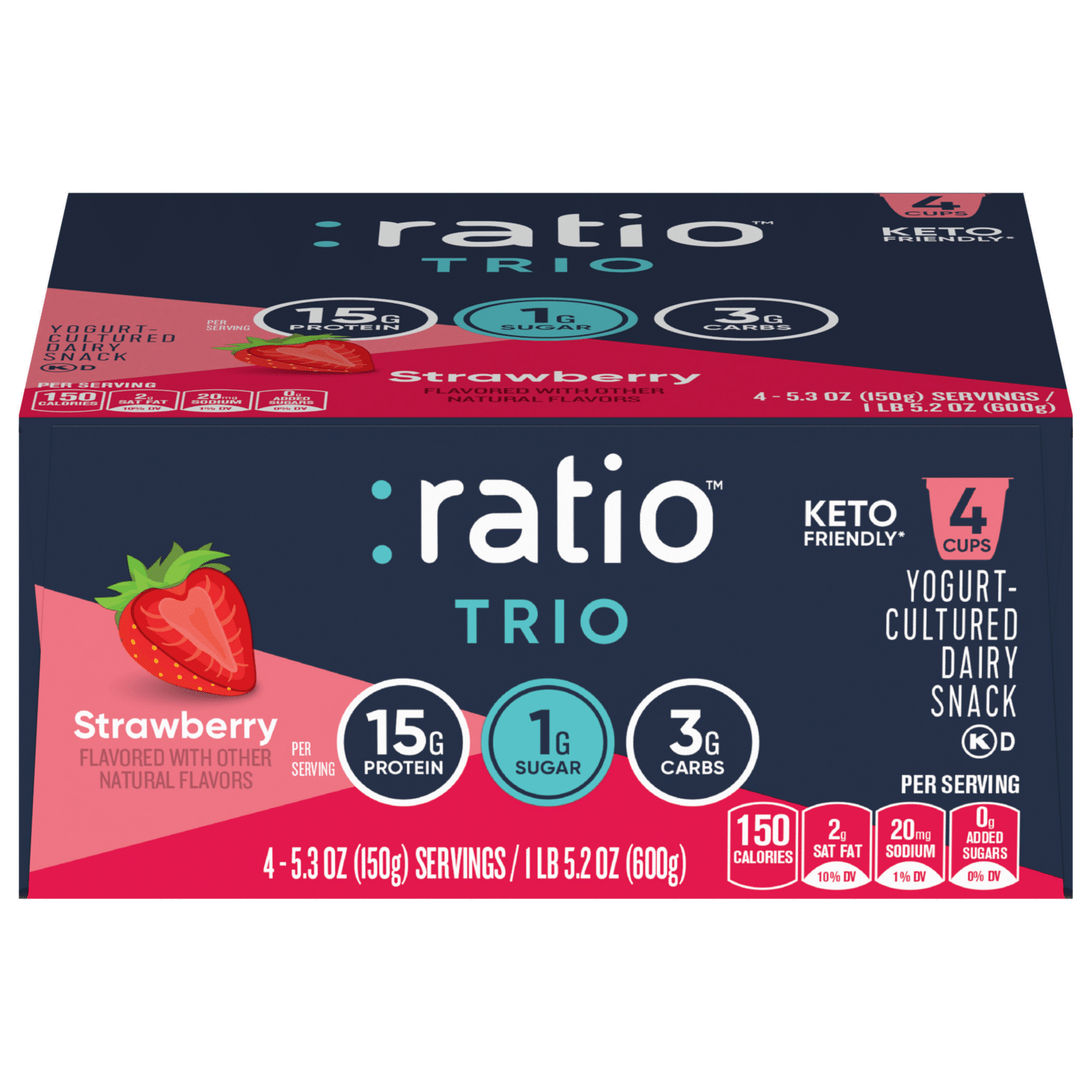 :ratio Keto Friendly Yogurt Strawberry Dairy Snack