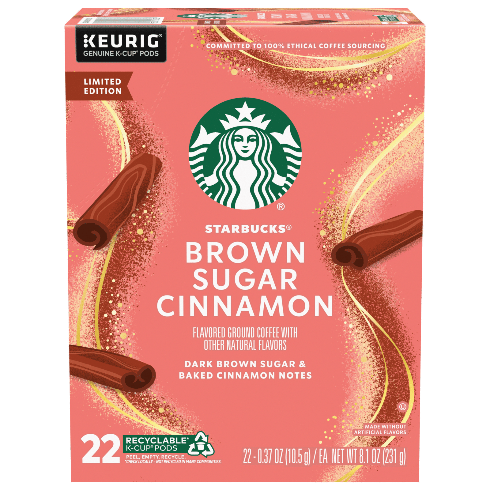 Starbucks Brown Sugar Cinnamon Ground Coffee K-Cup Pods