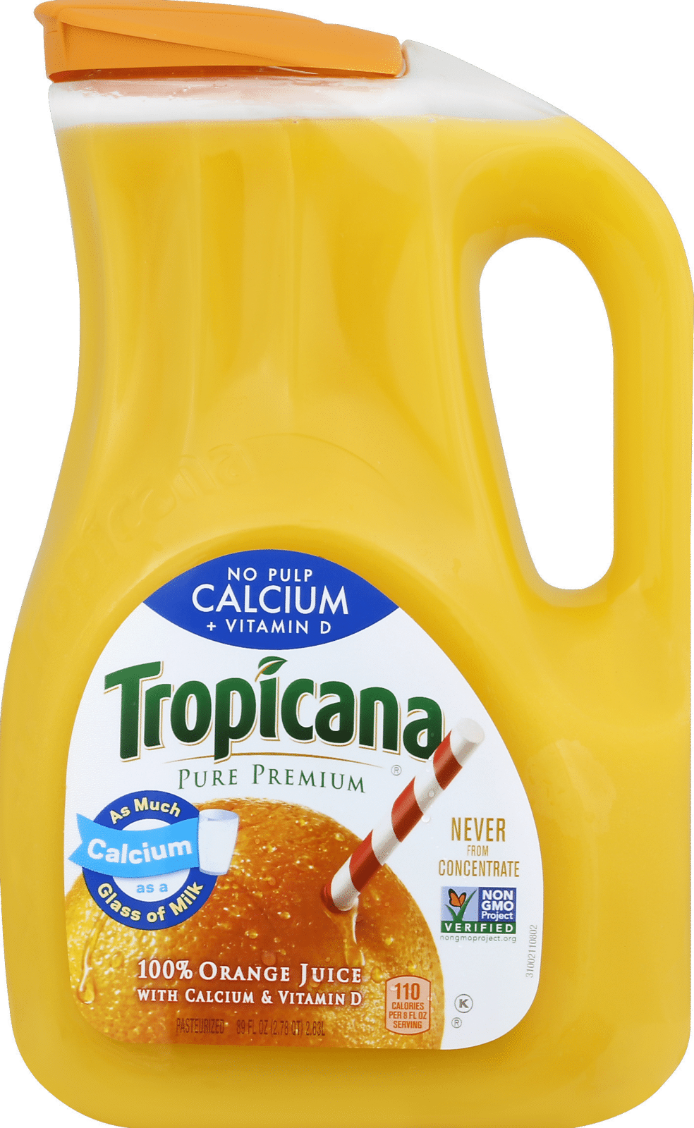 Tropicana 100% Orange Juice Calcium + Vitamin D, No Pulp